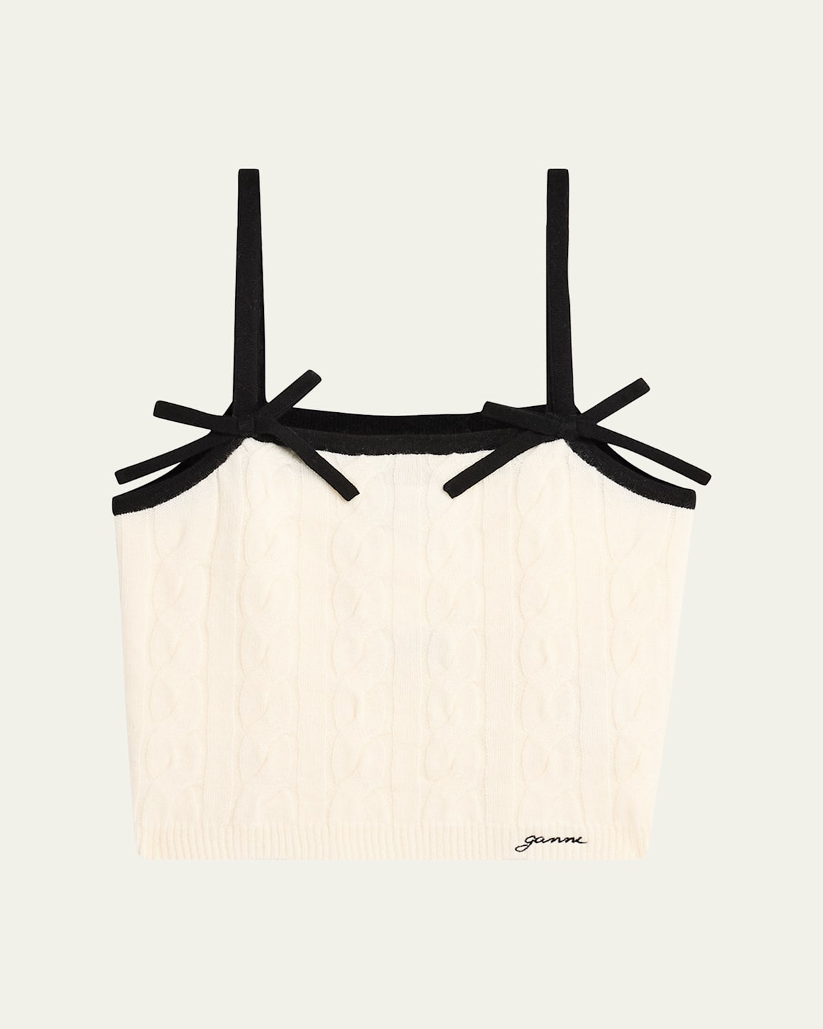 Ganni Cashmere Mix Bow Strap Top