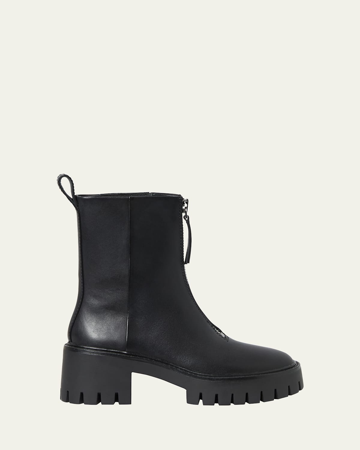 Shop Loeffler Randall Trixie Zip Leather Lug-sole Ankle Boots In Black