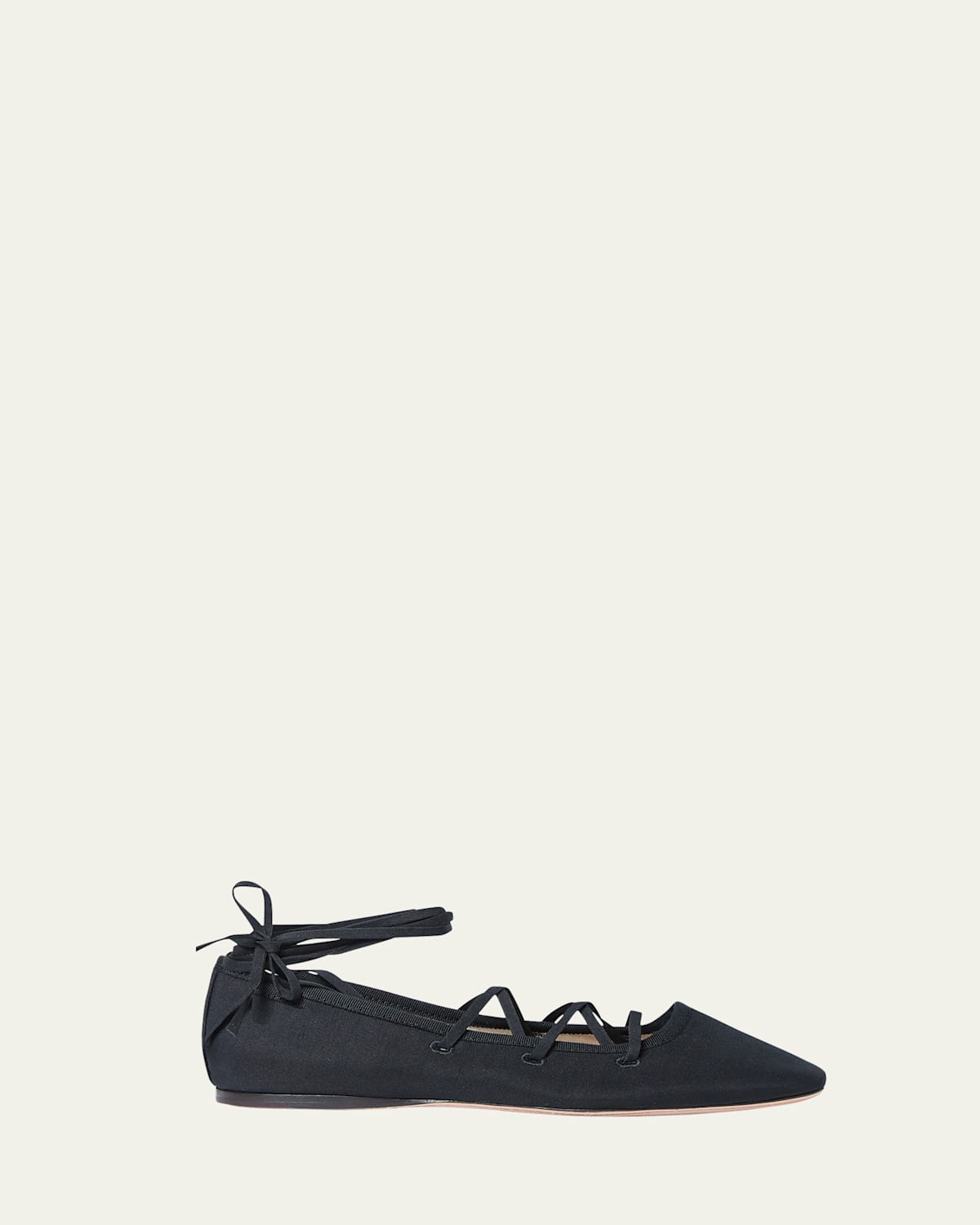 Loeffler Randall Louisa Lace-up Faille Ballet Flats In Black