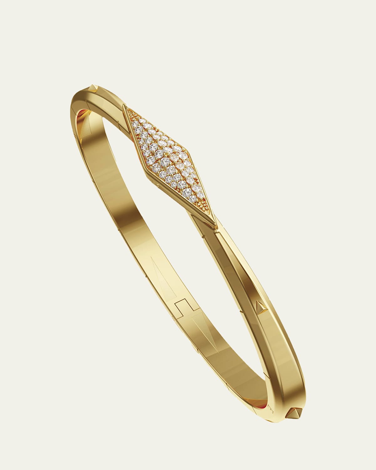 Points North 18K Yellow Gold Cuff with Pave Diamond Clasp, Medium