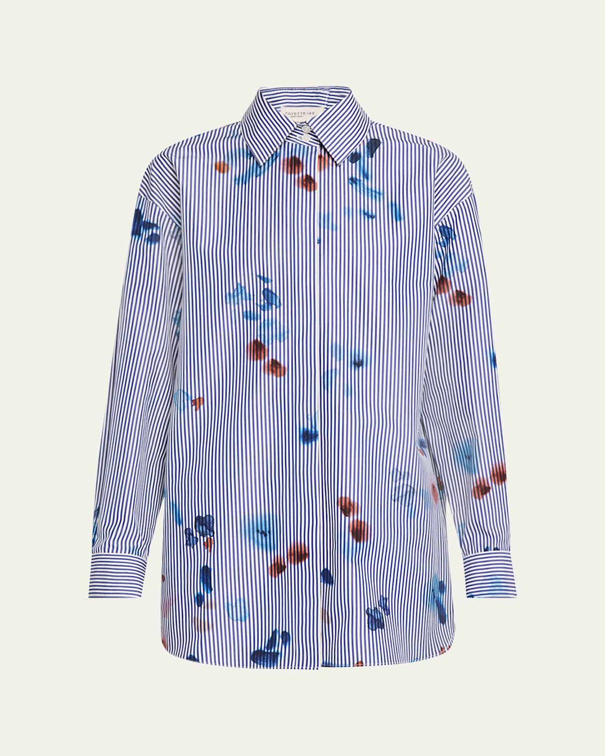 LAFAYETTE 148 THE PORTRAIT STRIPED BUTTON-DOWN COTTON SHIRT 