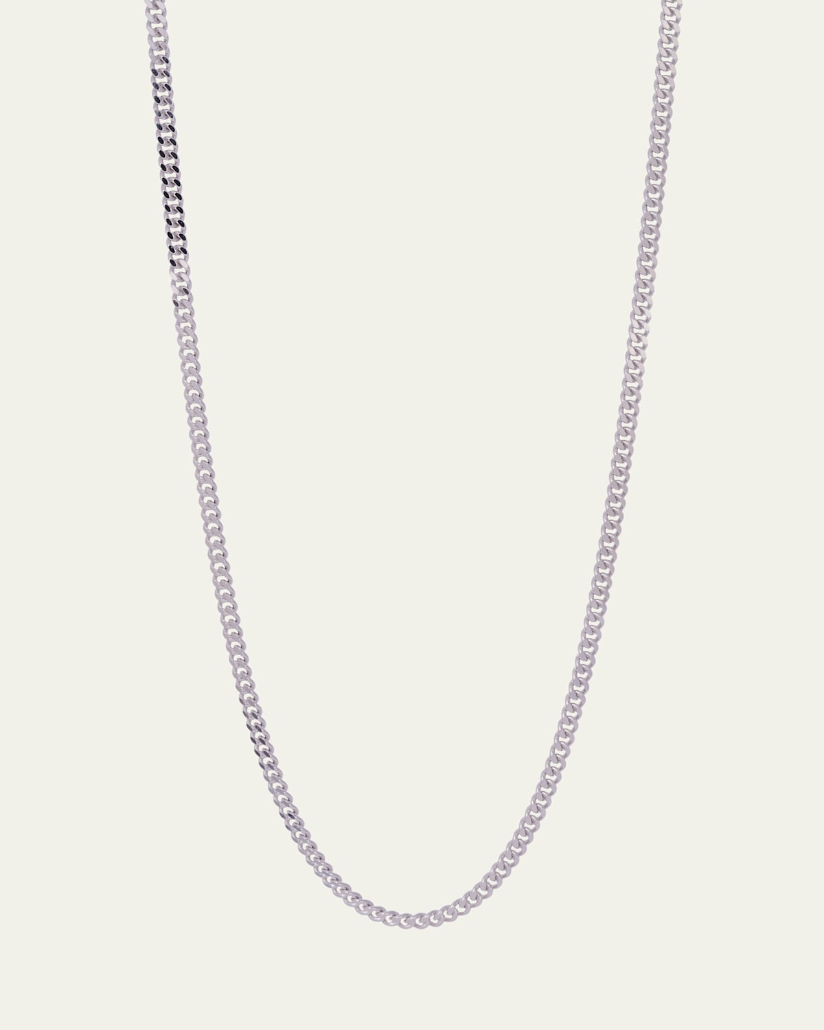 Men's 18K White Gold Curb Chain Necklace, 26"L