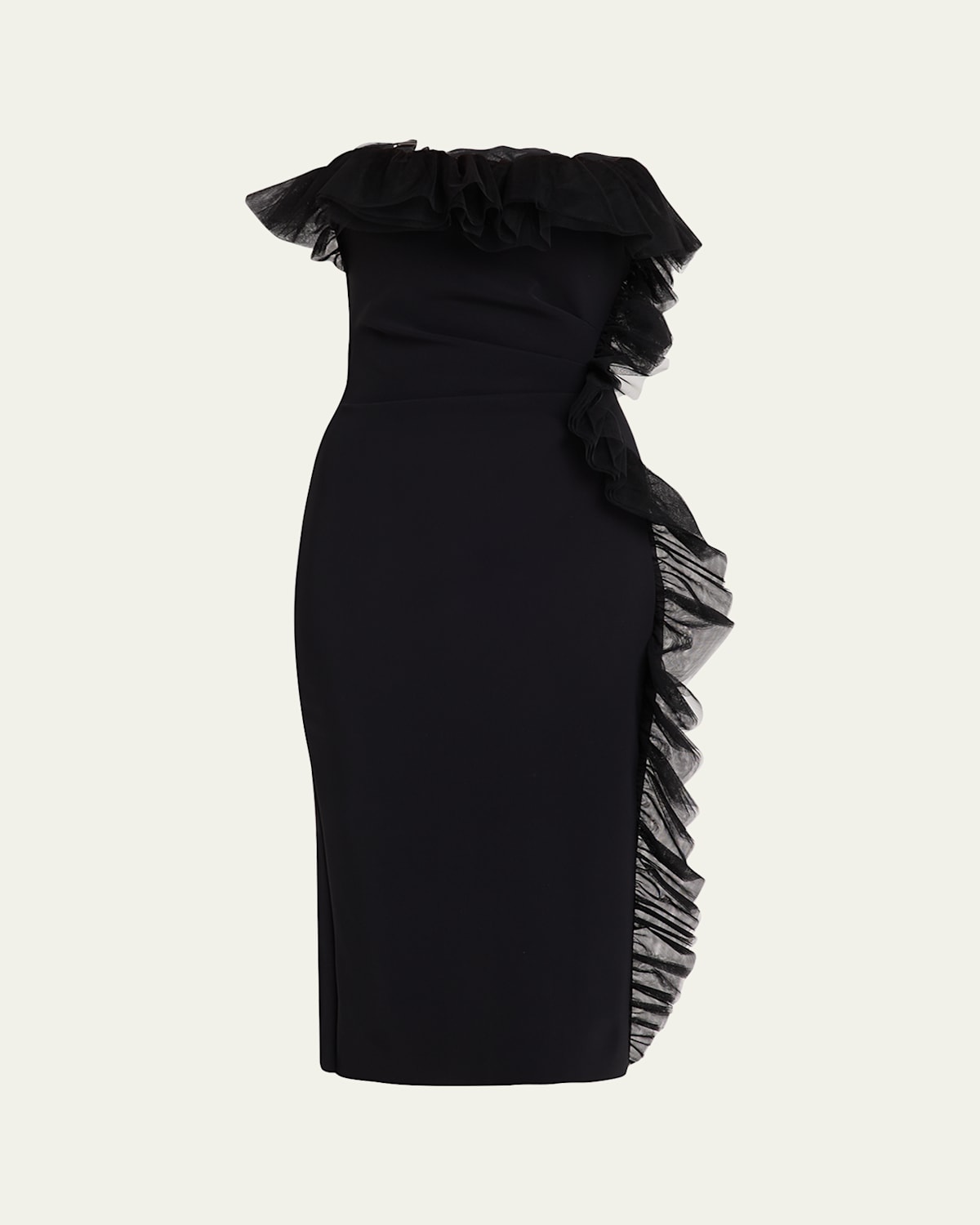 Strapless Ruffle-Trim Bodycon Dress