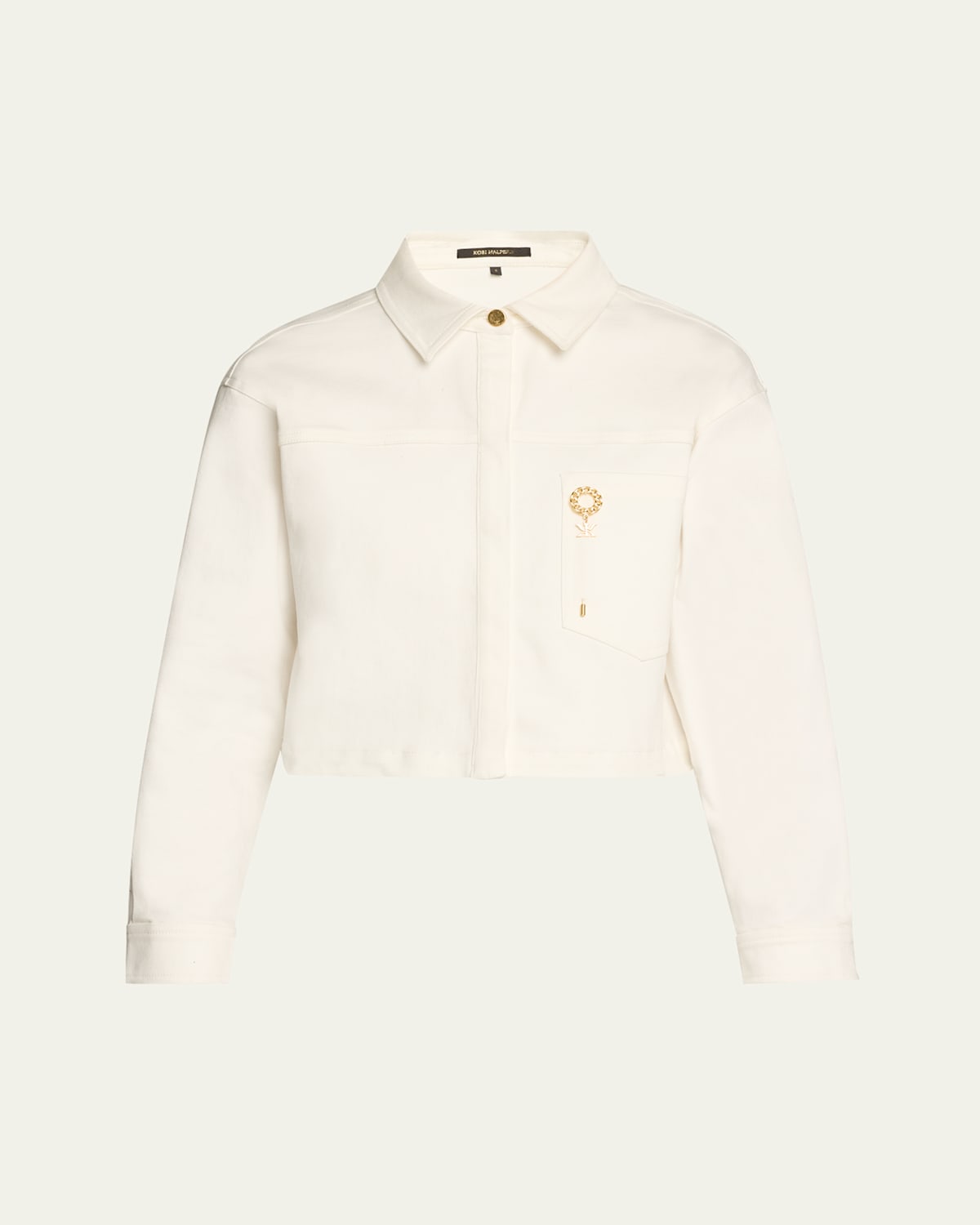 Teagan Cropped Brooch-Embellished Jacket