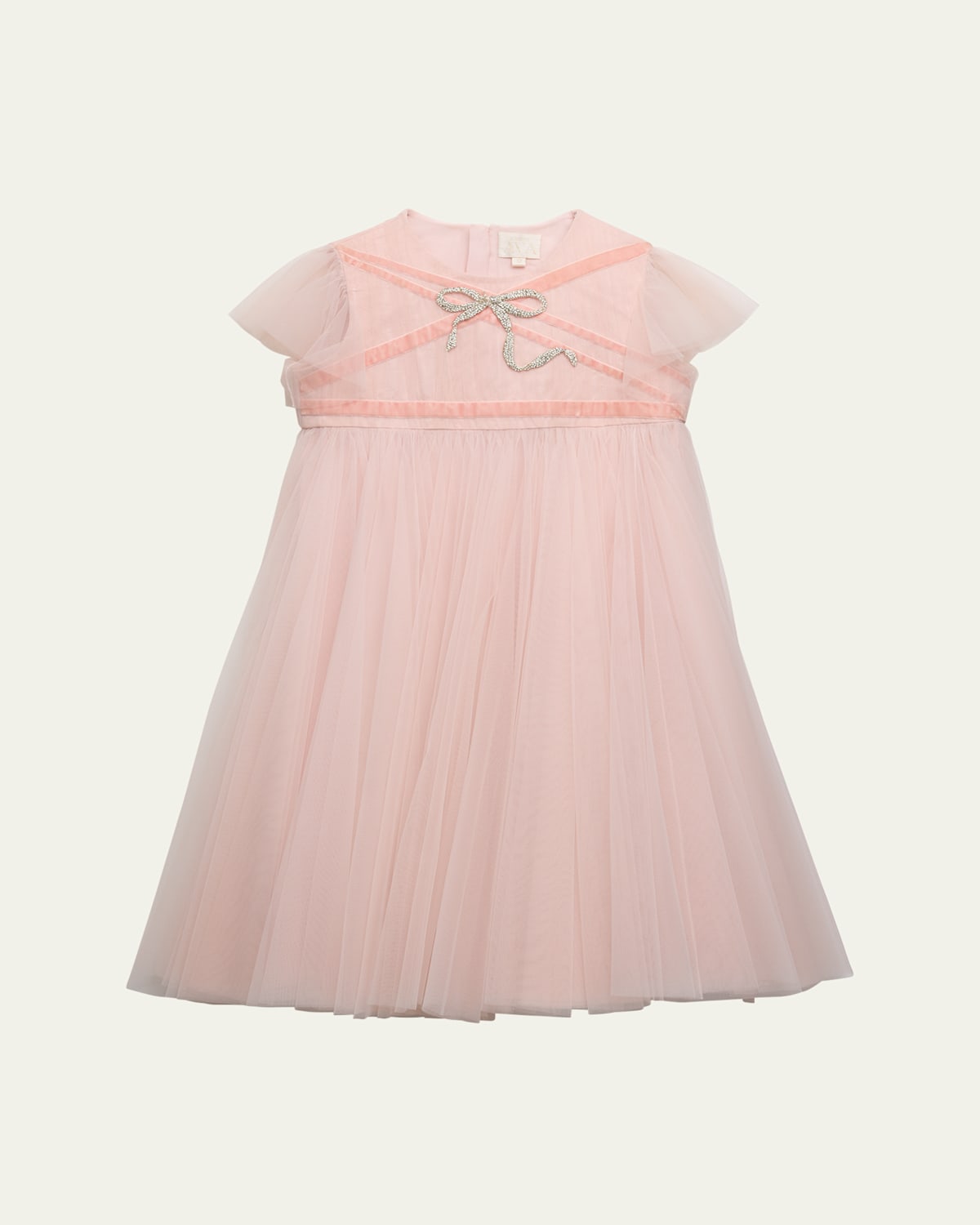 Maison Ava Girl's Ingrid Embellished Bow Dress In Pink