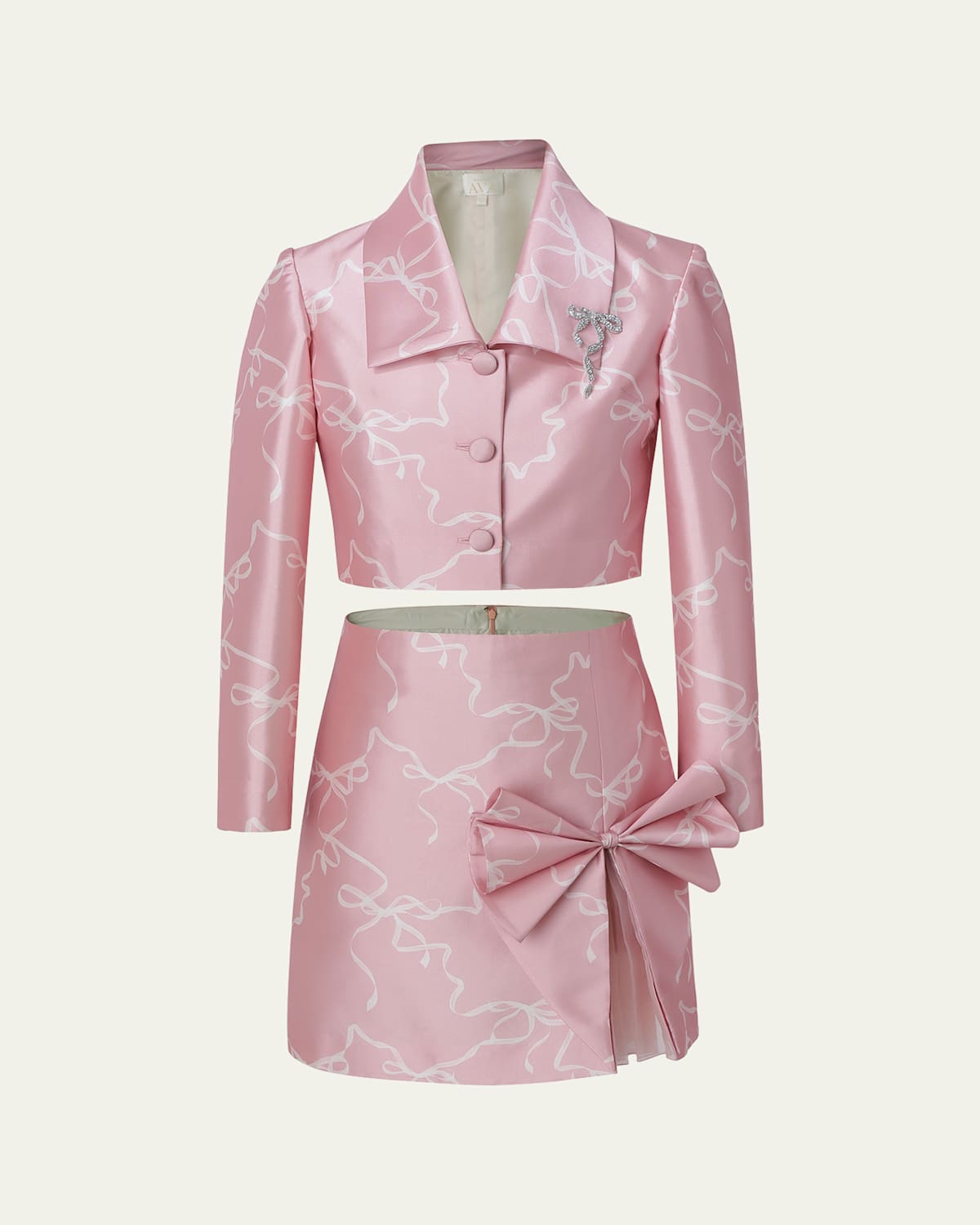 Maison Ava Girl's Vivienne Embellished Bow Two-piece Set In Pink