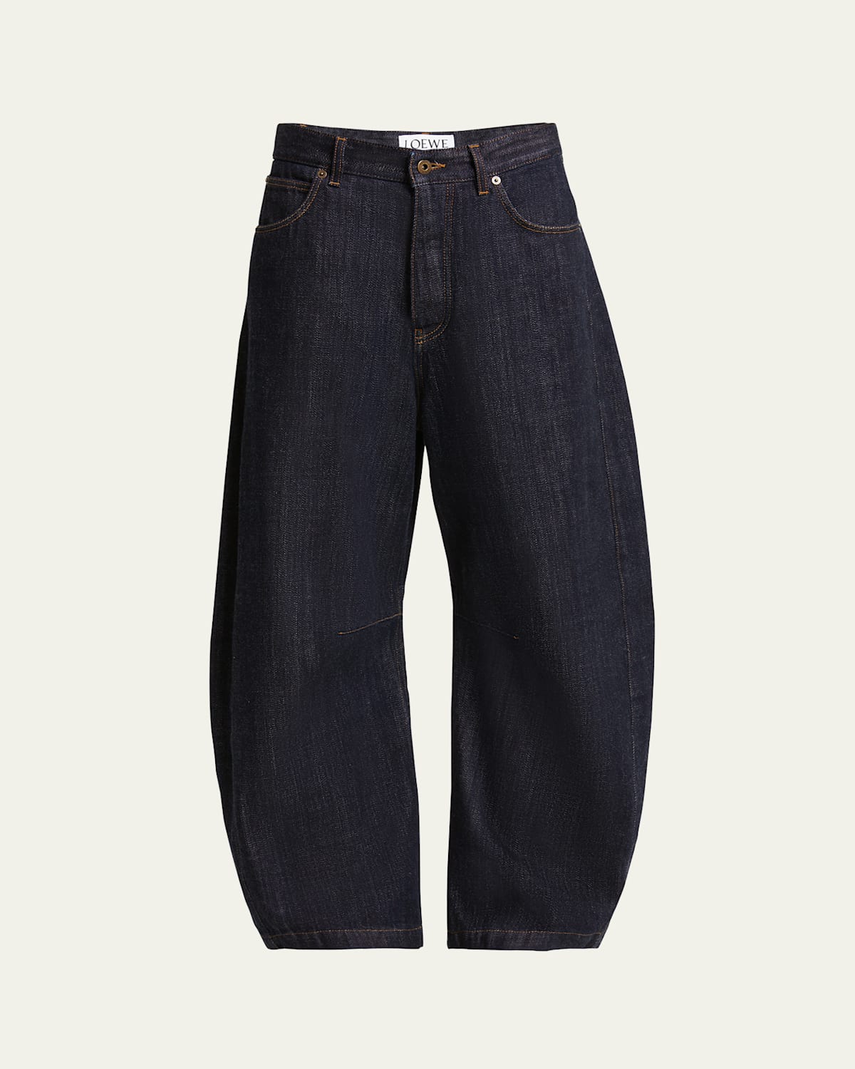 Loewe Anagram Embroidered Barrel Leg Jeans In Indigo Blue