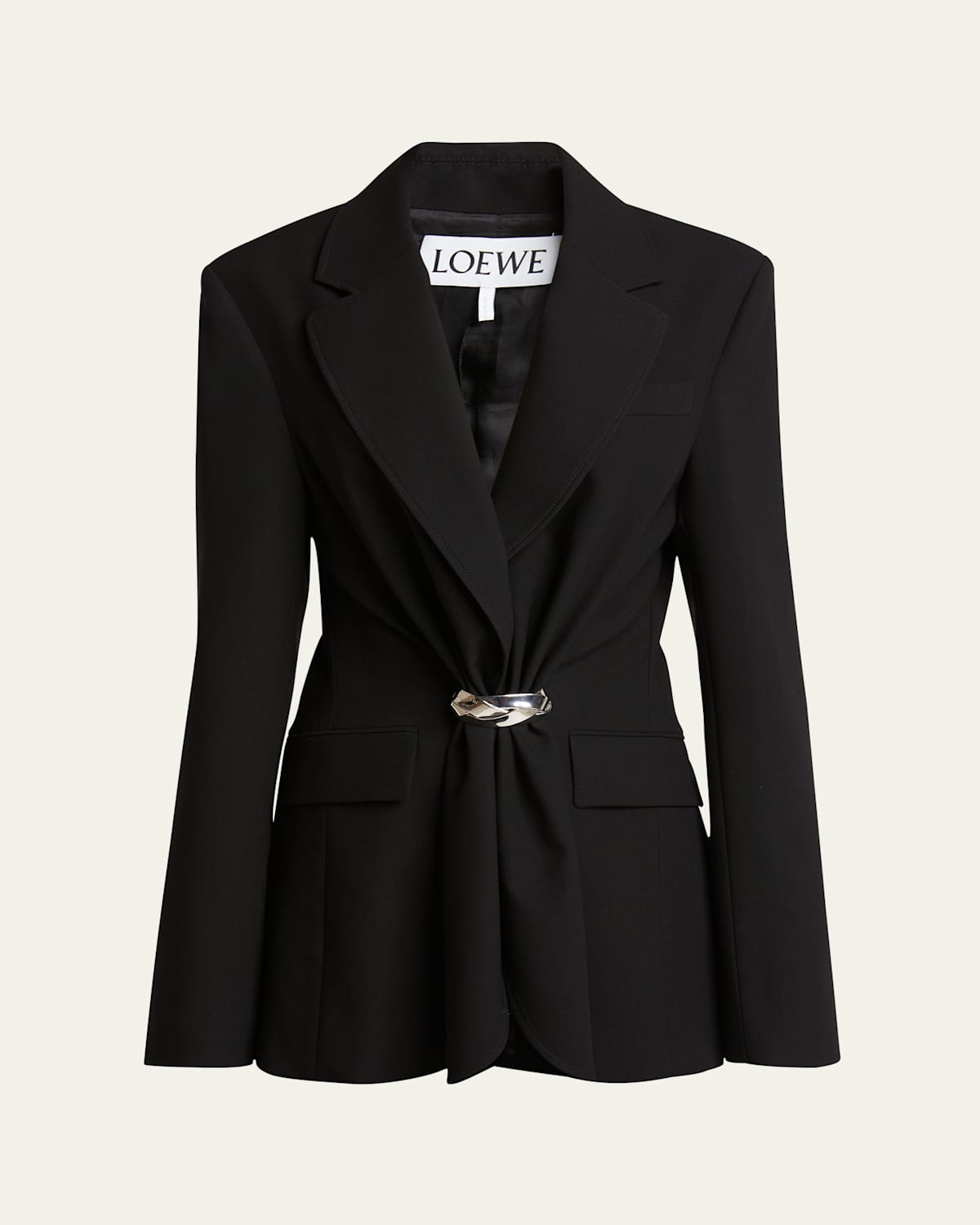 LOEWE BELTED RUCHED WOOL BLAZER