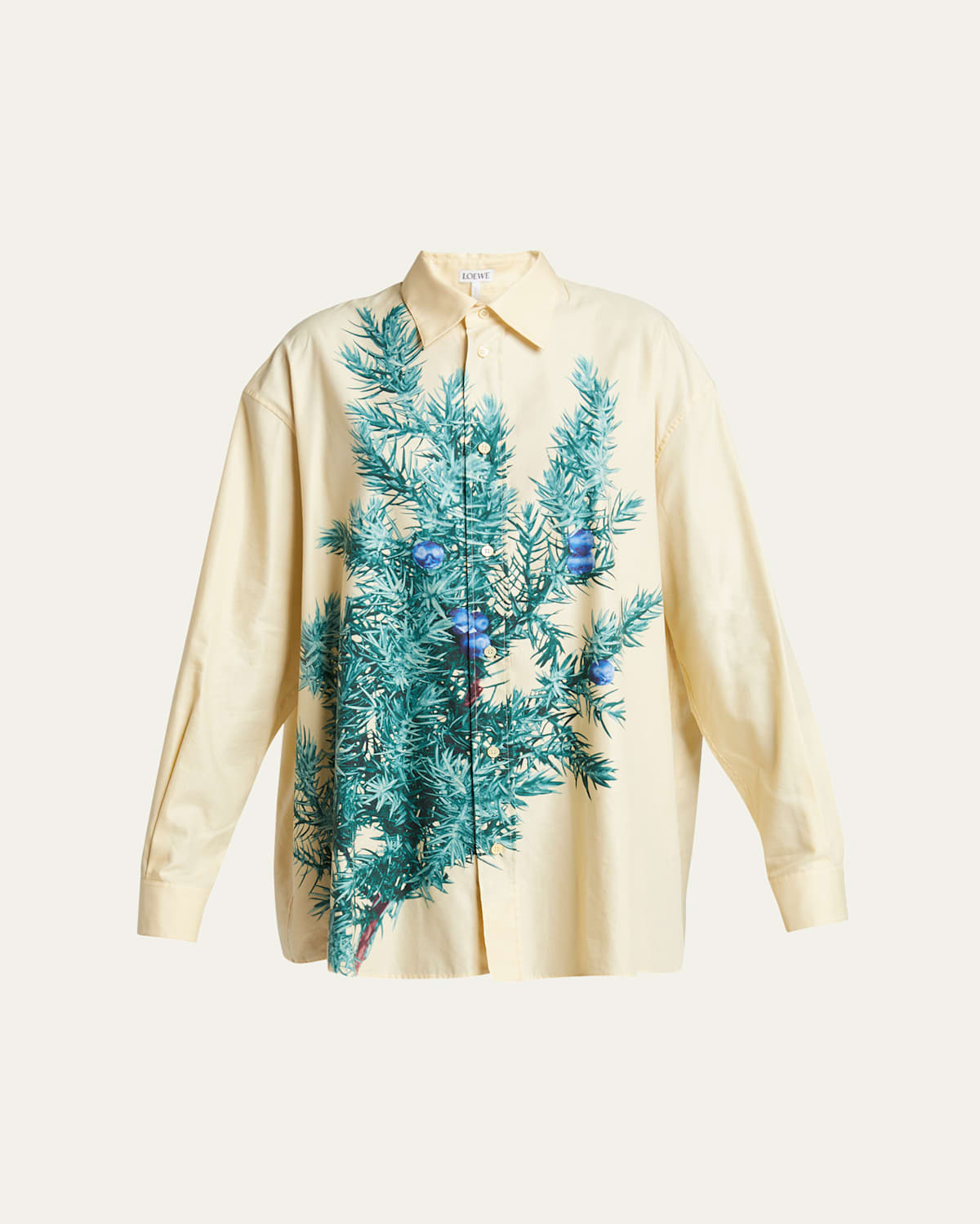 Loewe Juniper Berry Print Button Down Blouse In Yellow Green