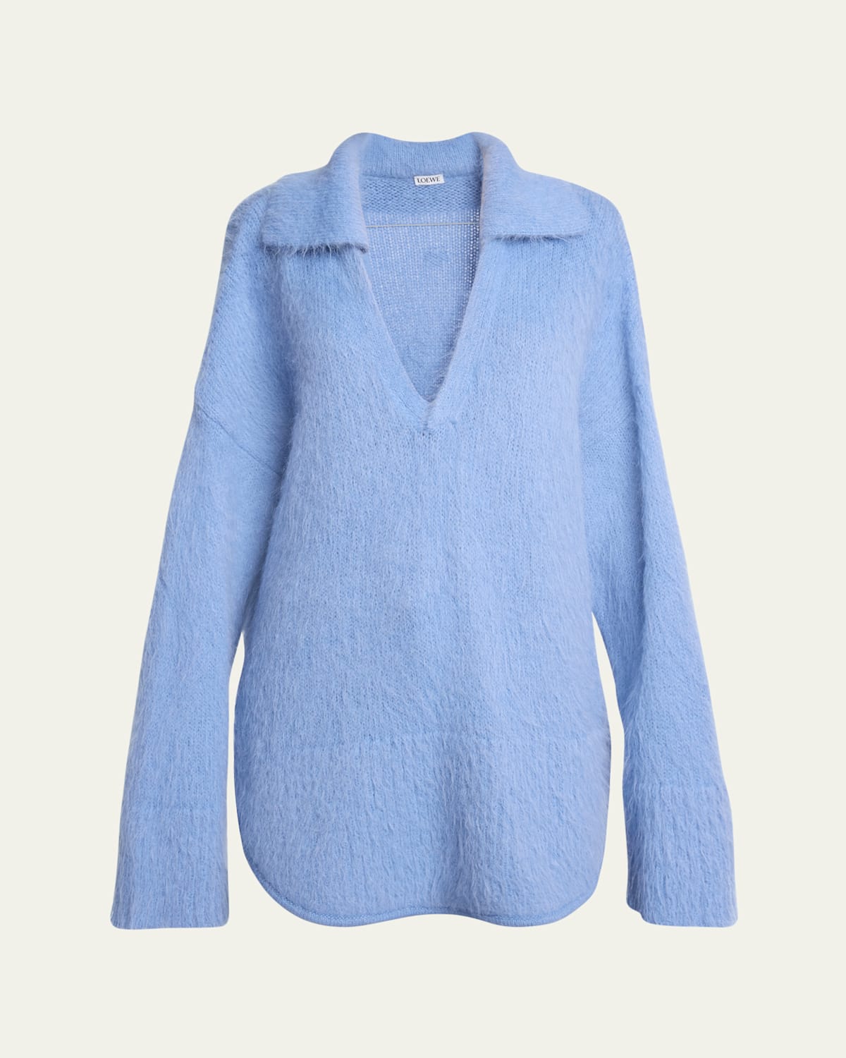 Loewe Johnny Collar Wool Oversized Sweater In Light Blue