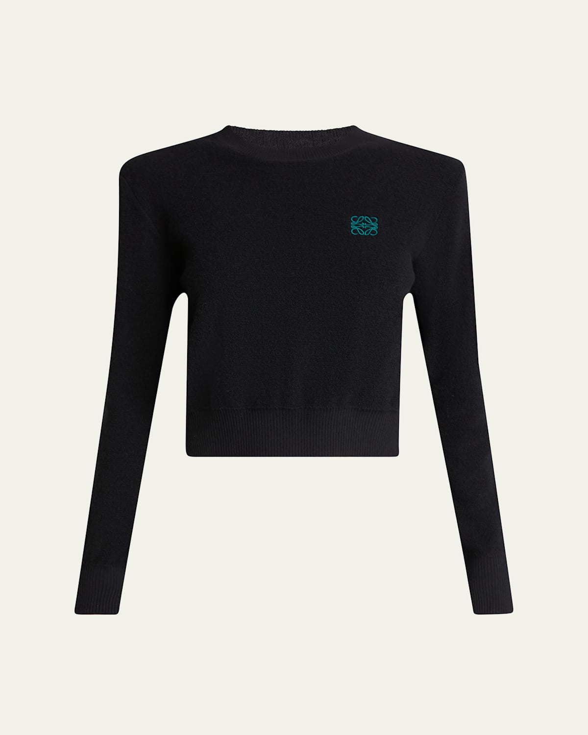 Loewe Cropped Anagram Wool Sweater In Black