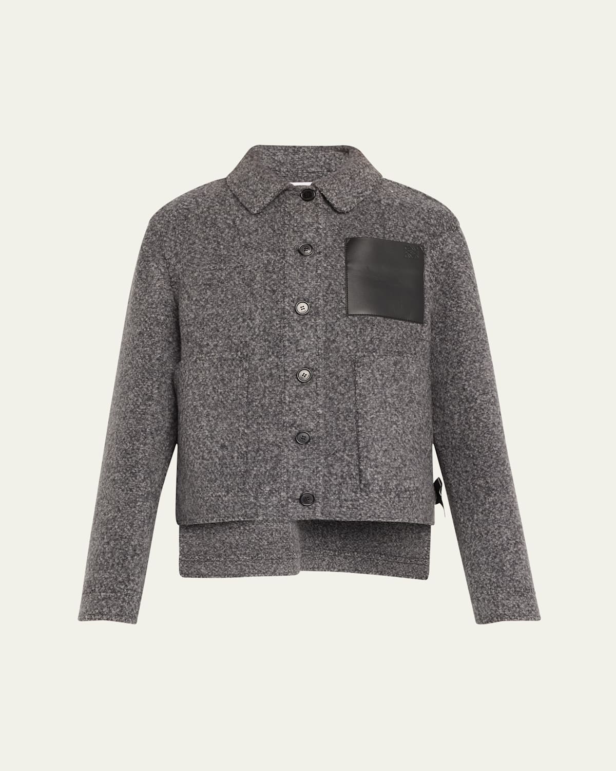 Loewe Workwear Wool Leather Pocket Jacket In Dark Grey