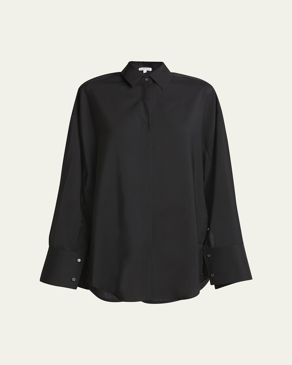 Shop Loewe Wool Button Down Blouse In Black