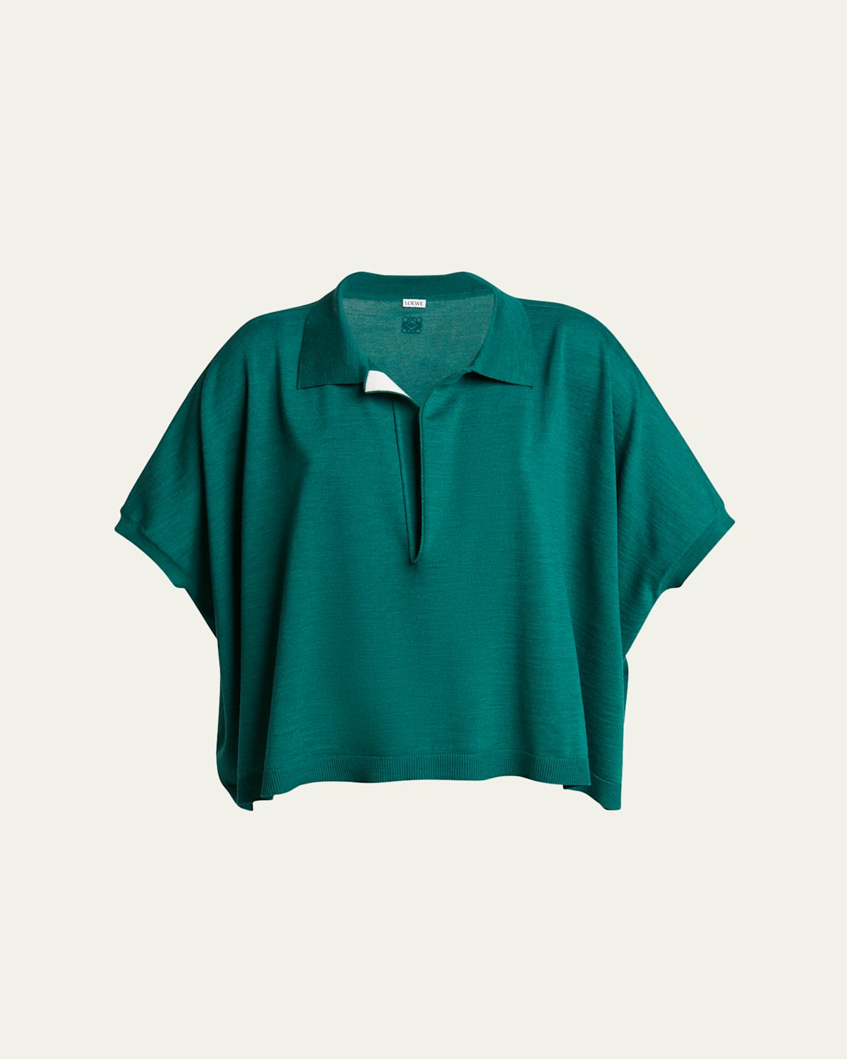 LOEWE DEEP V-NECK JOHNNY COLLAR WOOL SWEATER 