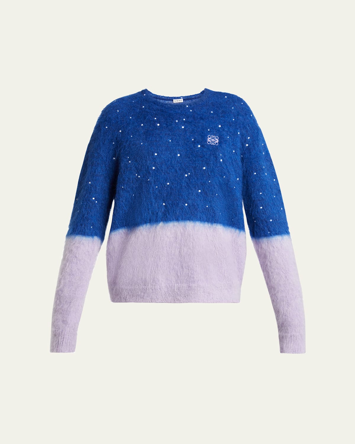 Loewe Bi-color Crystal Fuzzy Sweater In Navy Blue Lilac