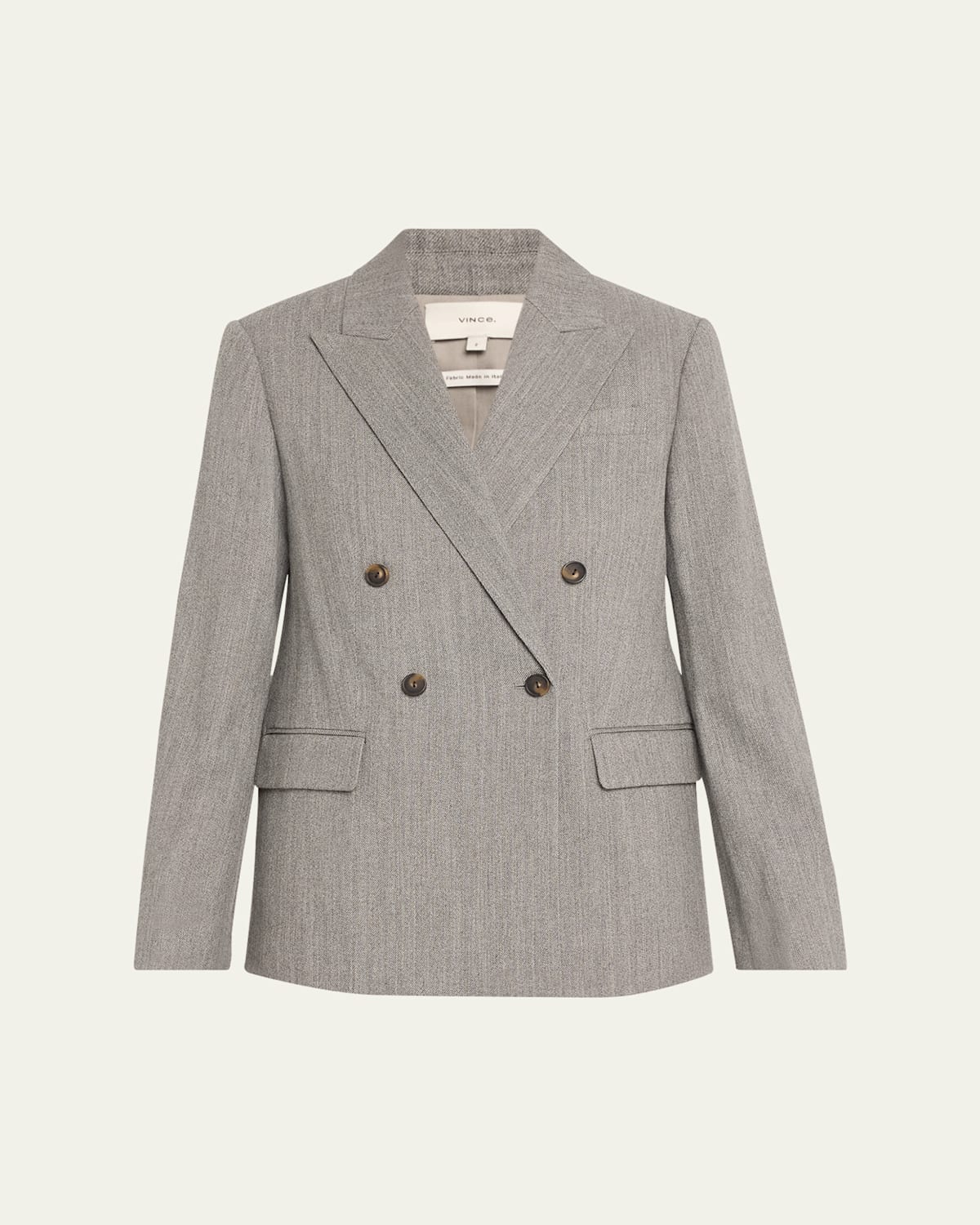Vince Double-breasted Wool Twill Blazer In Dark Stone Grey