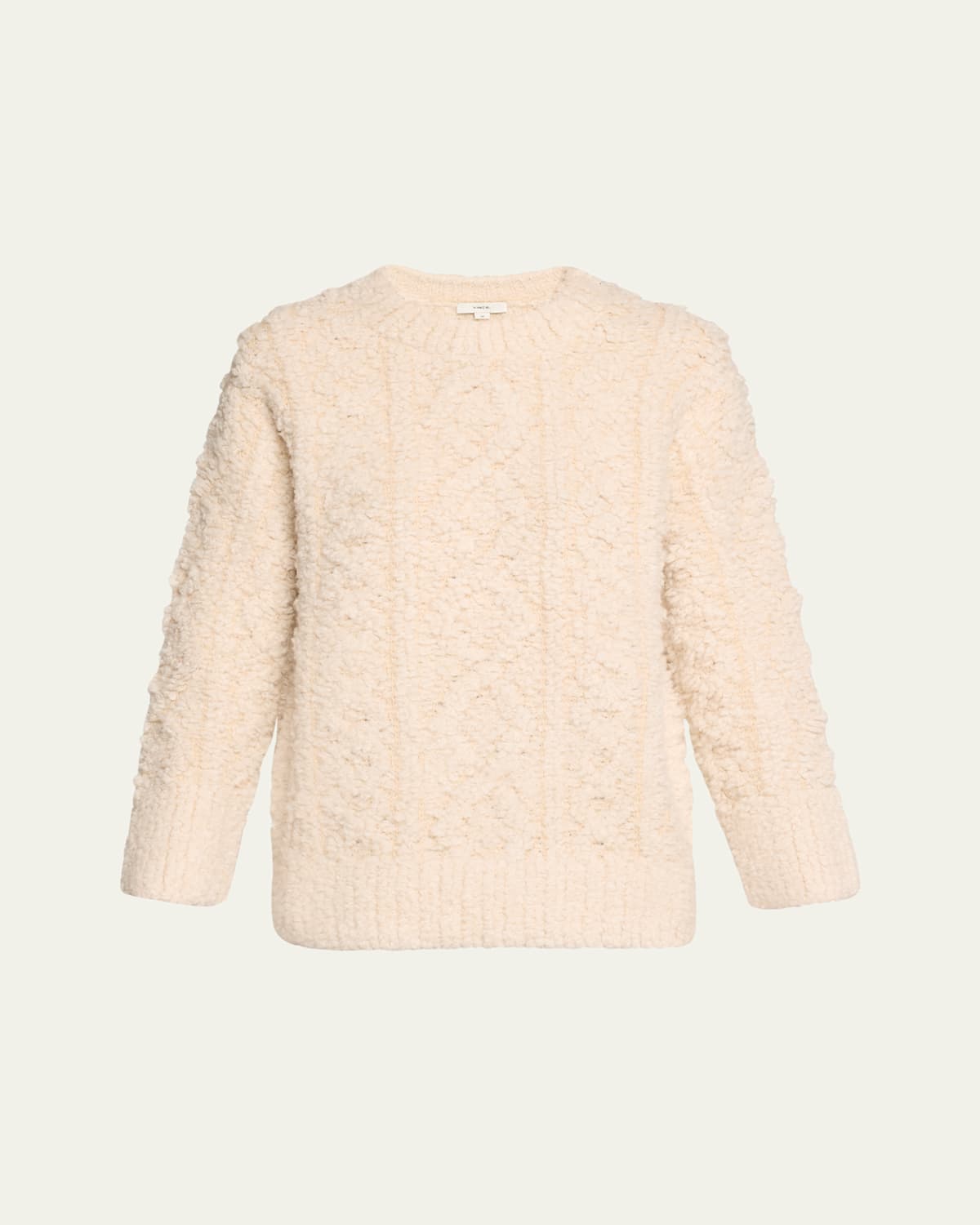 Shop Vince Textured Cable-knit Crewneck Sweater In Off White