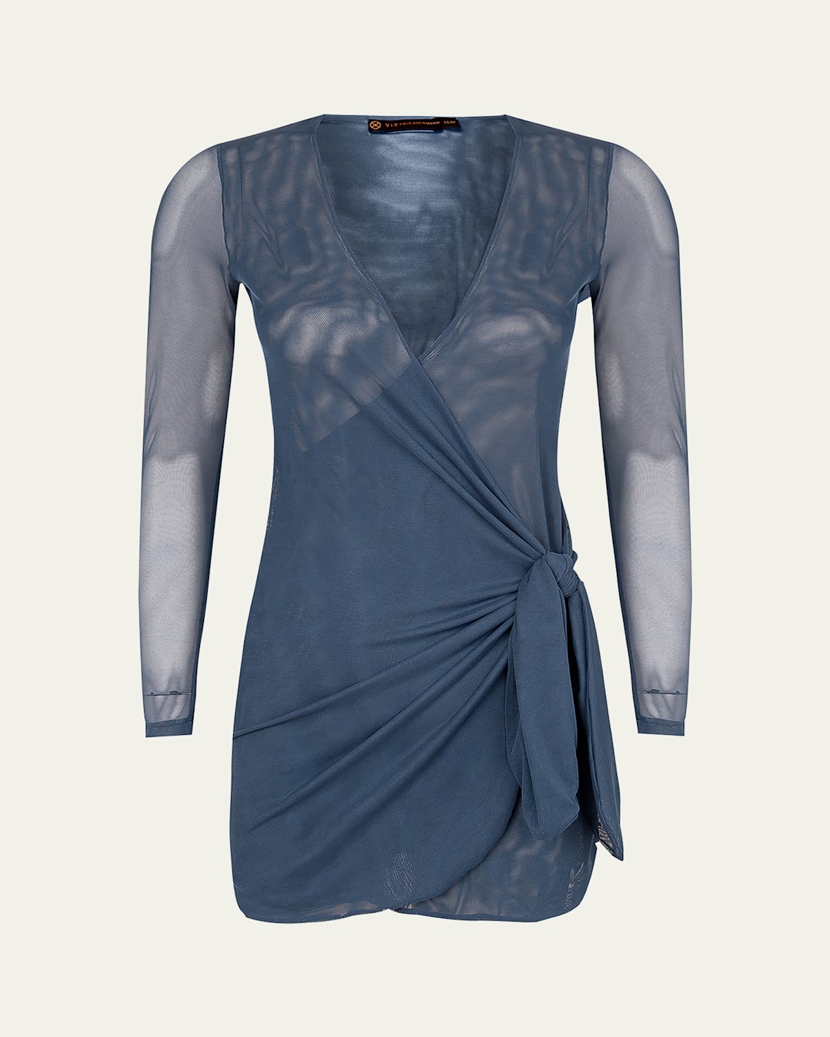 Solid Emily Sheer Long-Sleeve Coverup