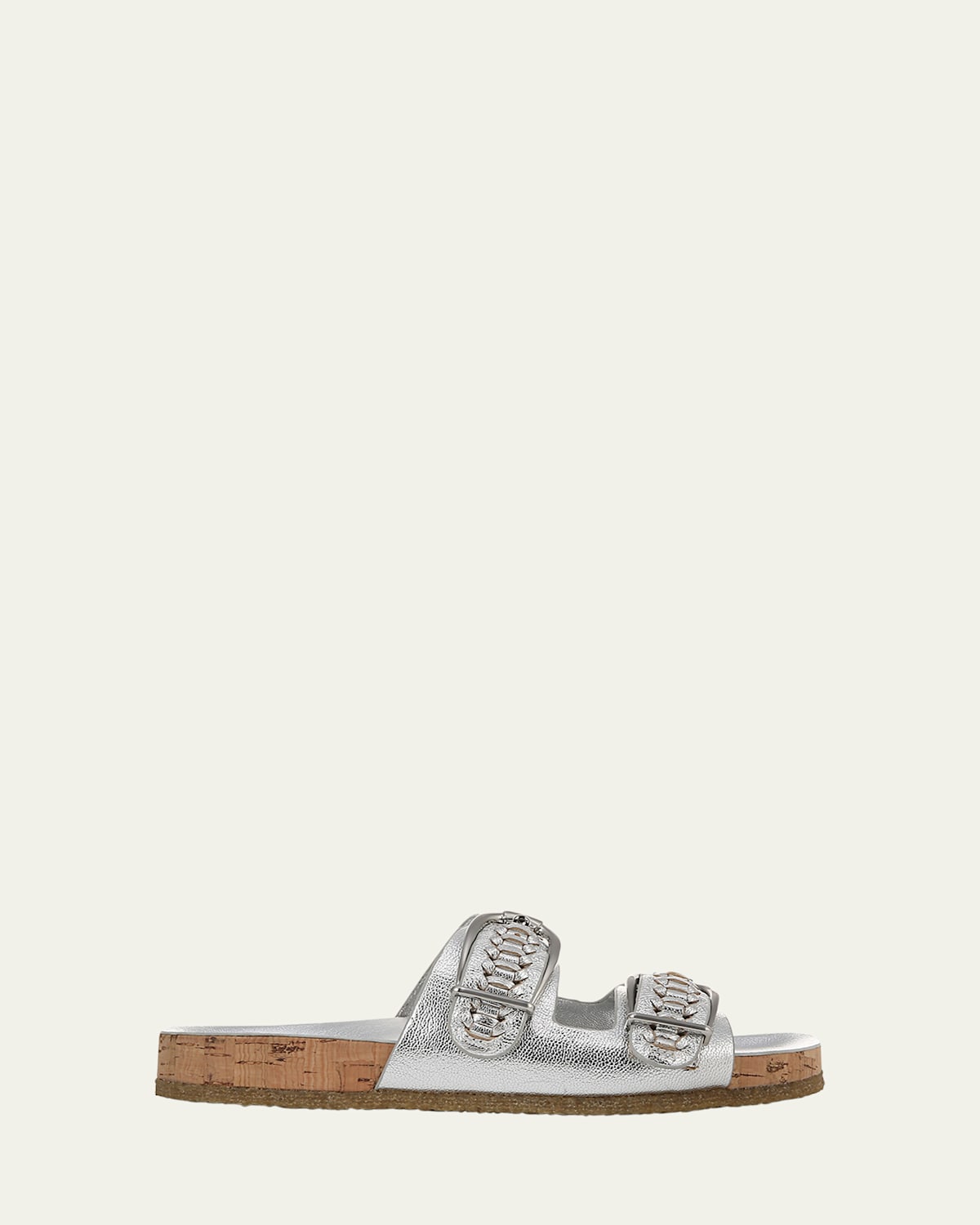 Veronica Beard Paige Slide Sandal In Silver/natural