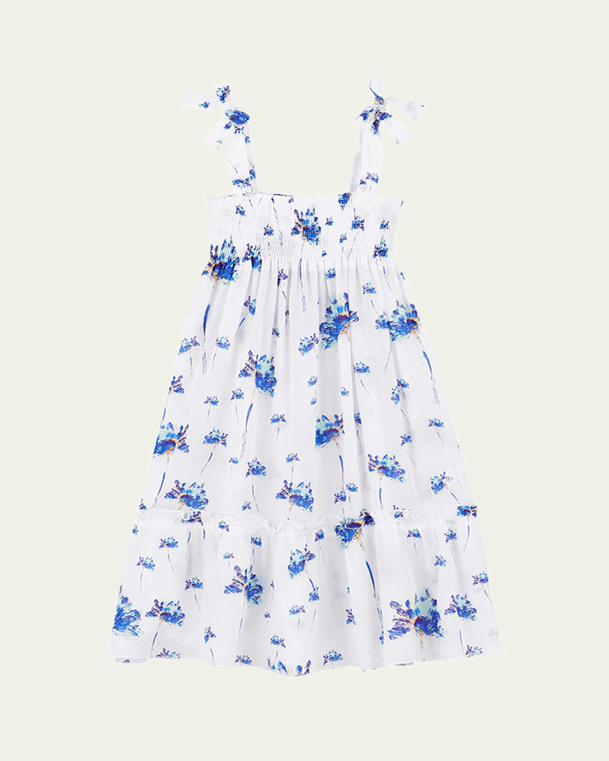Vilebrequin Cotton-silk Floral Print Dress In Owh_off-white