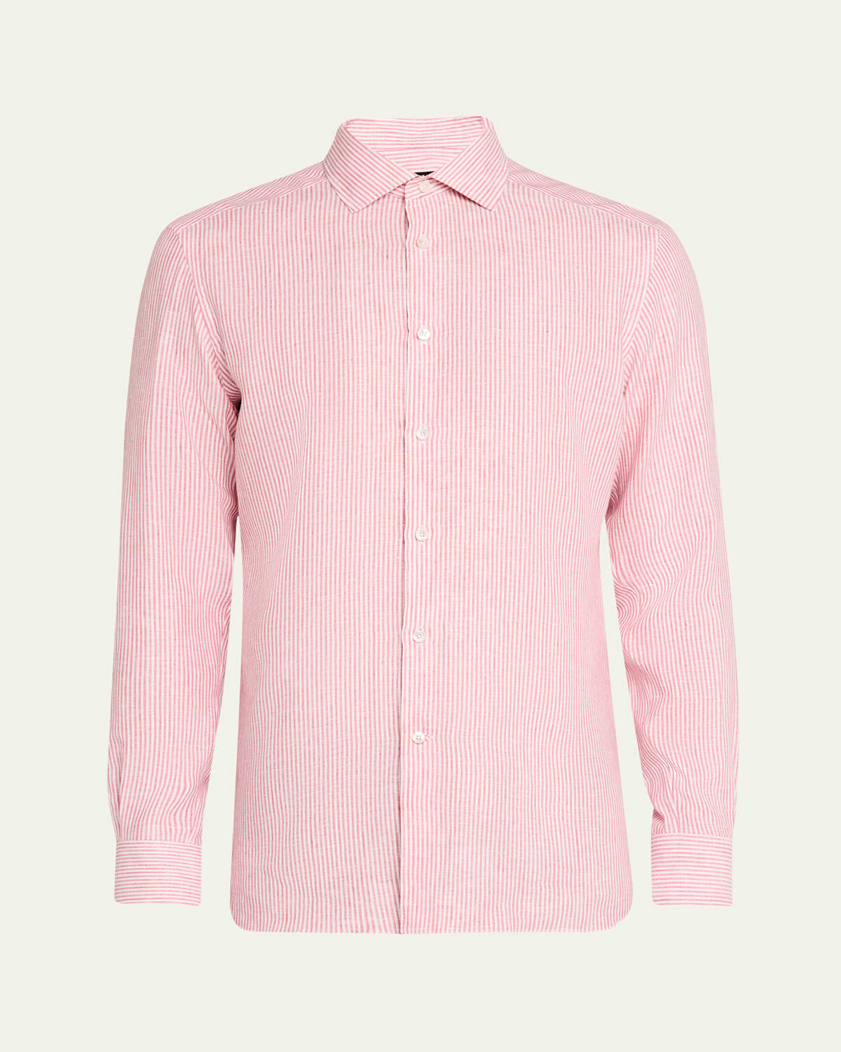 Zegna Men's Stripe Oasi Lino Casual Button-down Shirt In Dk Pnkstrp
