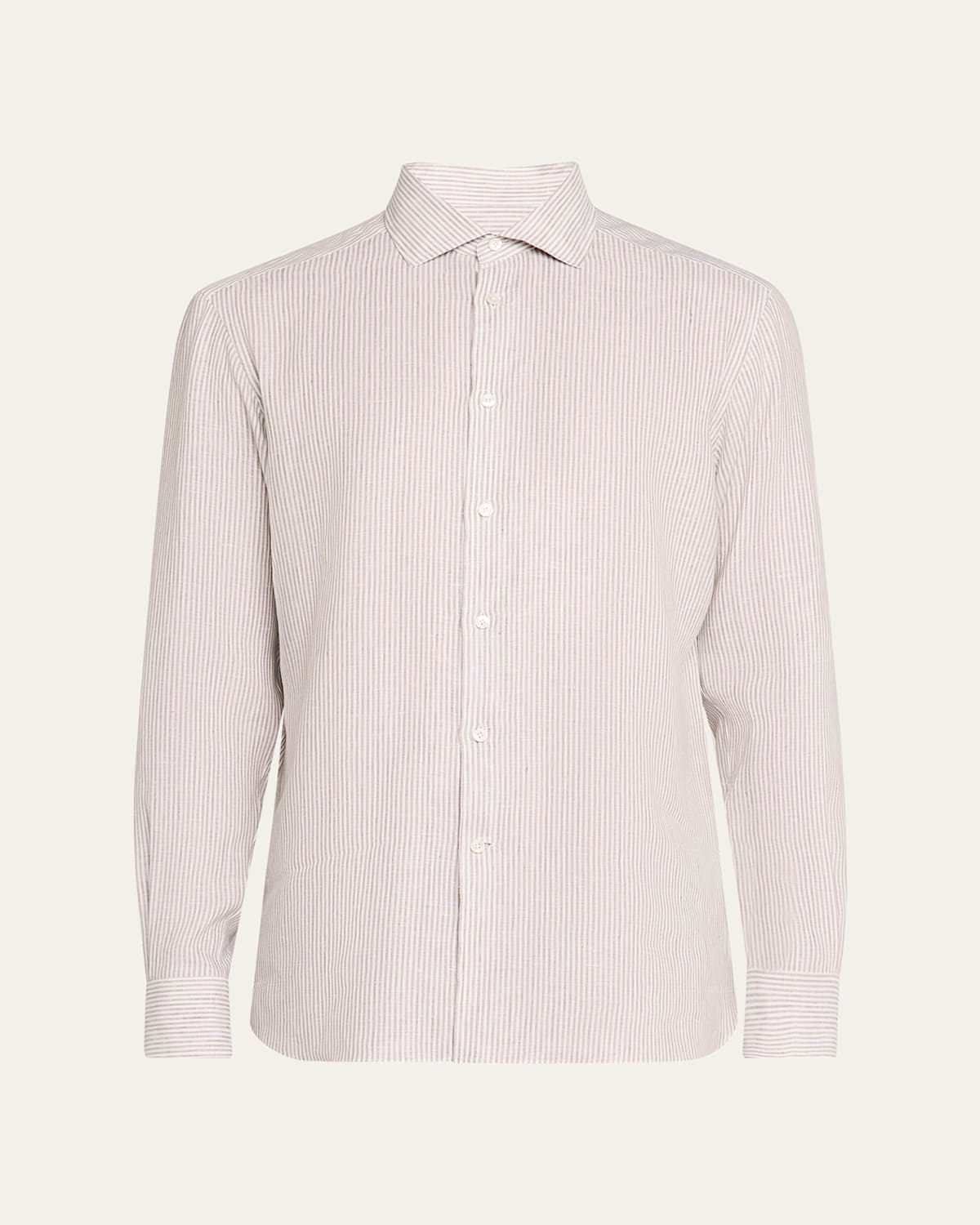 Zegna Men's Stripe Oasi Lino Casual Button-down Shirt In Dk Grystrp