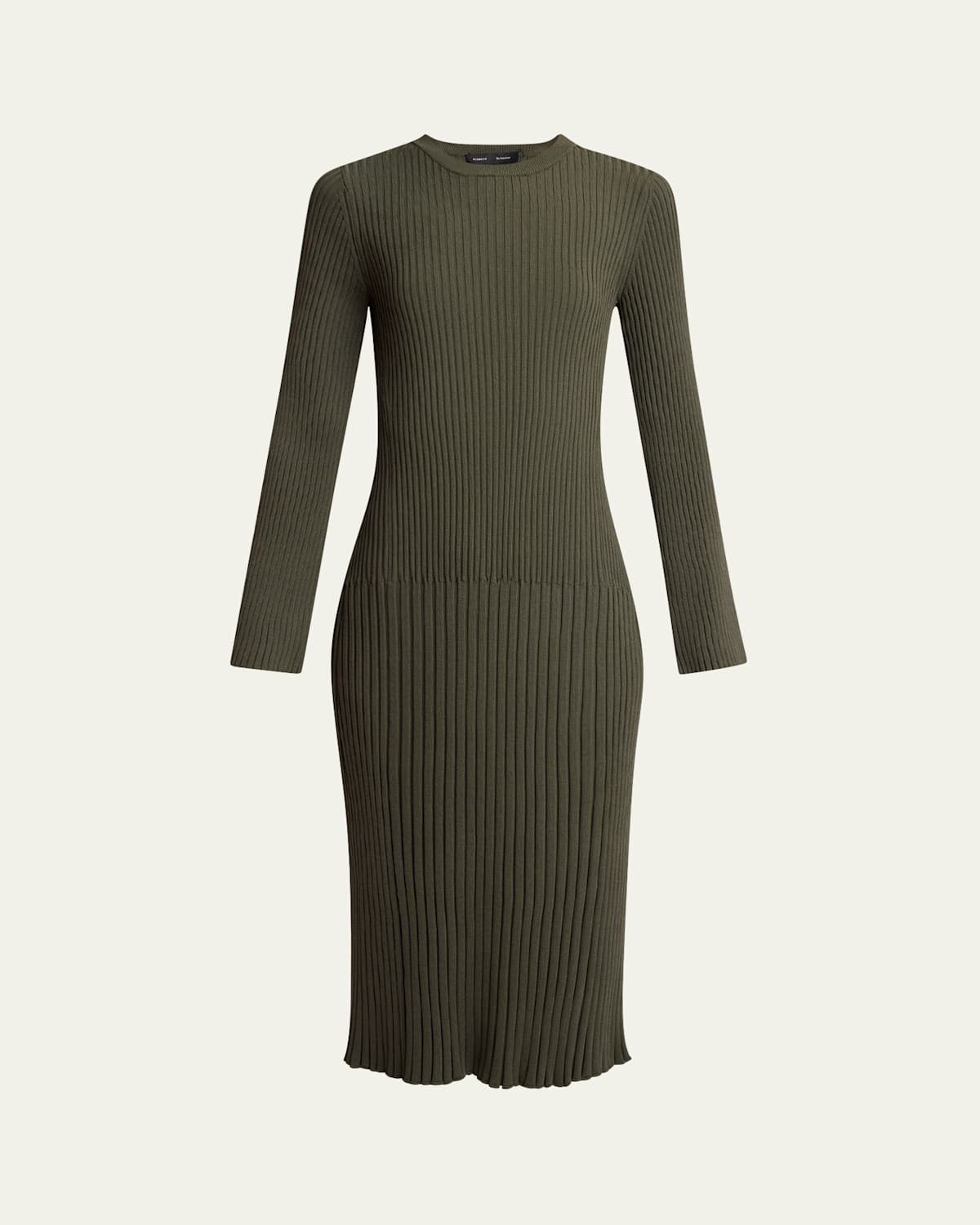 Proenza Schouler Kenna Midweight Viscose Rib Midi Dress In Fatigue