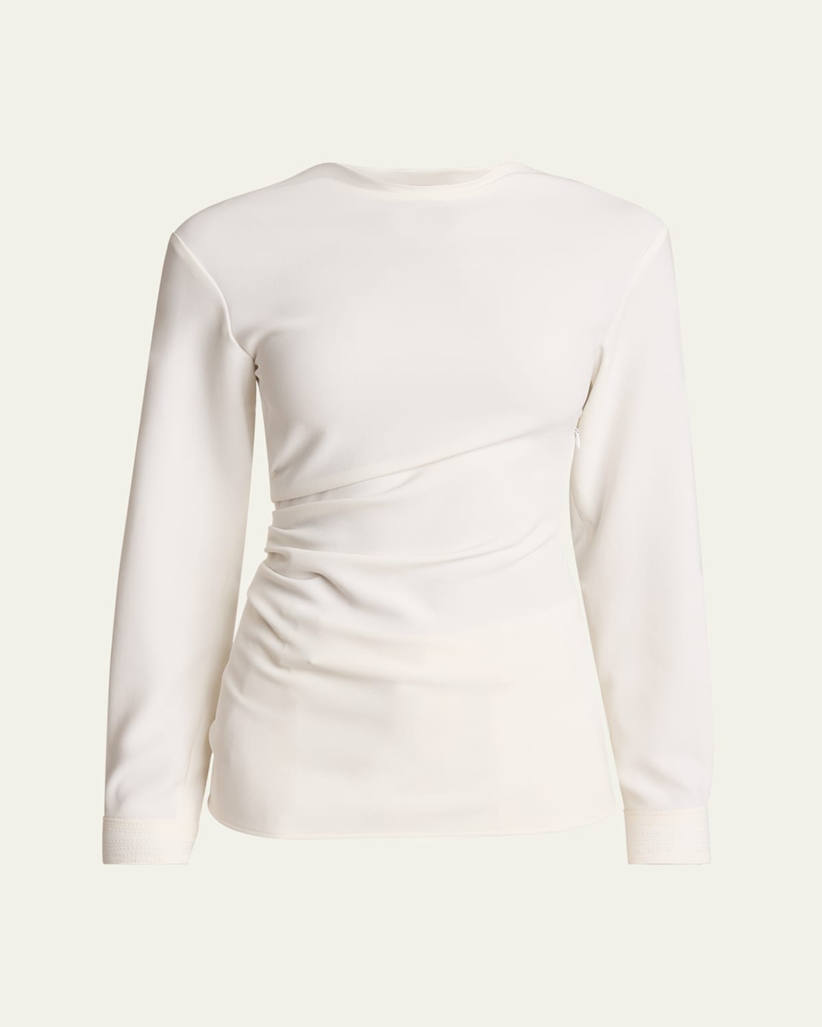 Shop Proenza Schouler Alexis Gathered Matte Viscose Crepe Top In White