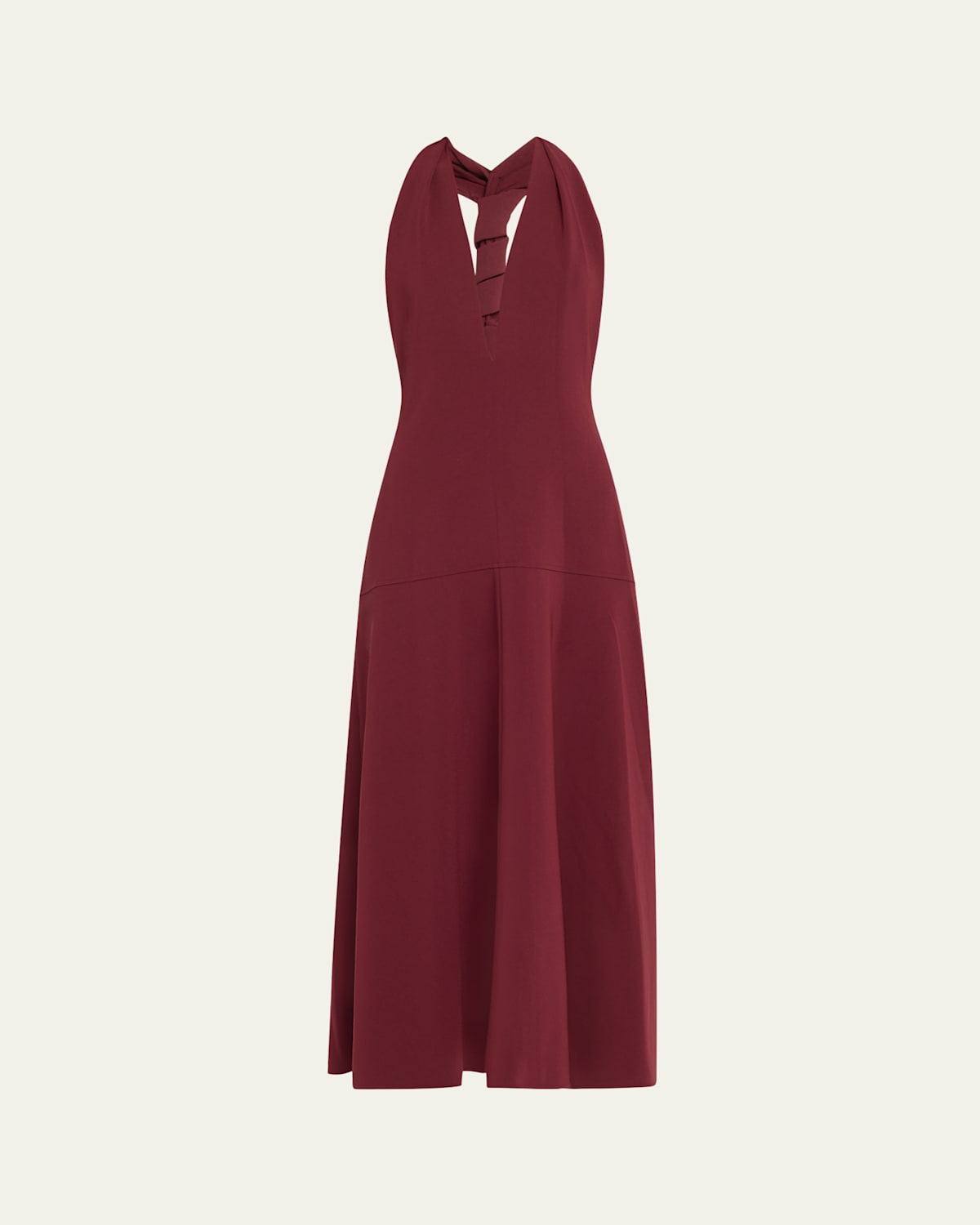 PROENZA SCHOULER PLUNGING HALTER TWISTED MATTE VISCOSE MAXI DRESS 