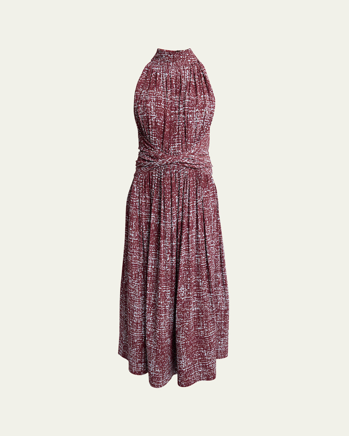 PROENZA SCHOULER LOLA HALTER PRINTED VISCOSE CREPE MIDI DRESS 