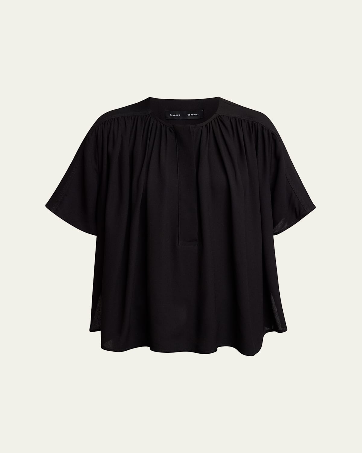 PROENZA SCHOULER CLAIRE SHIRRED VISCOSE GEORGETTE TOP 