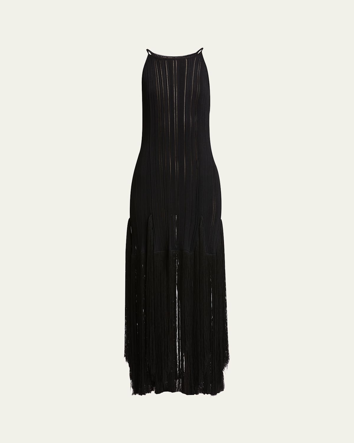 Shop Proenza Schouler Everly Long Viscose Fringe Knit Dress In Black