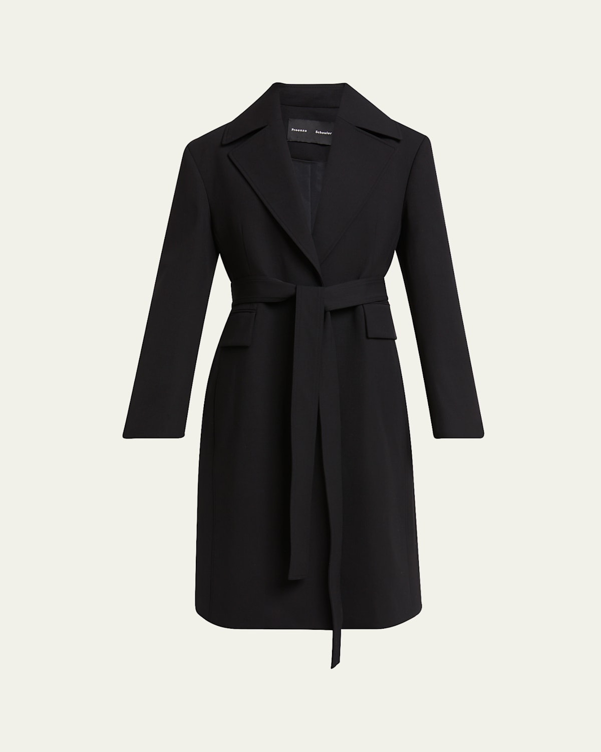 Proenza Schouler Thea Belted Wool Gabardine Suiting Coat In Black