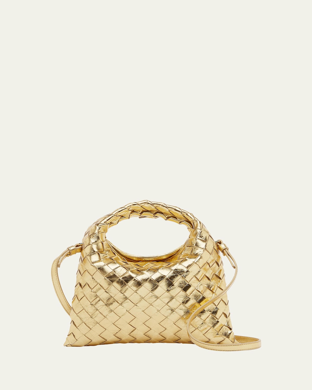 Bottega Veneta Mini Hop Metallic Leather Crossbody Bag