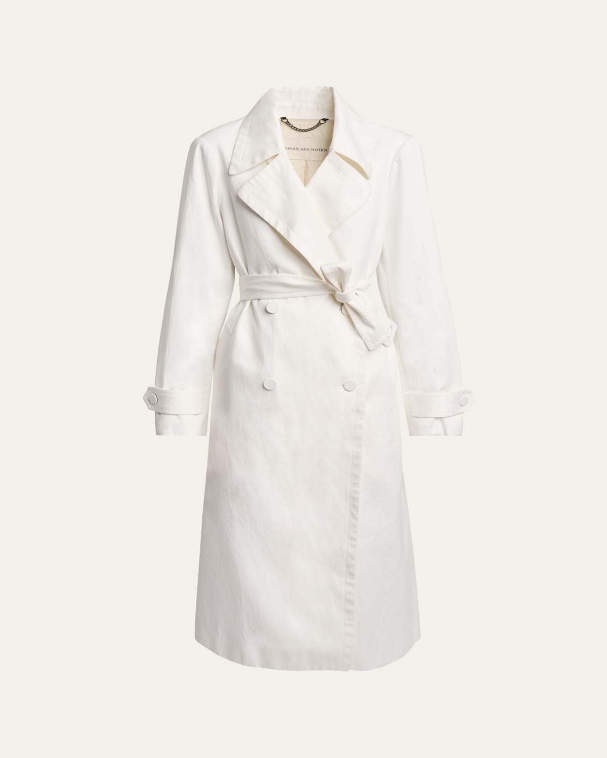 Shop Dries Van Noten Ronald Double-breasted Belted Coat In White