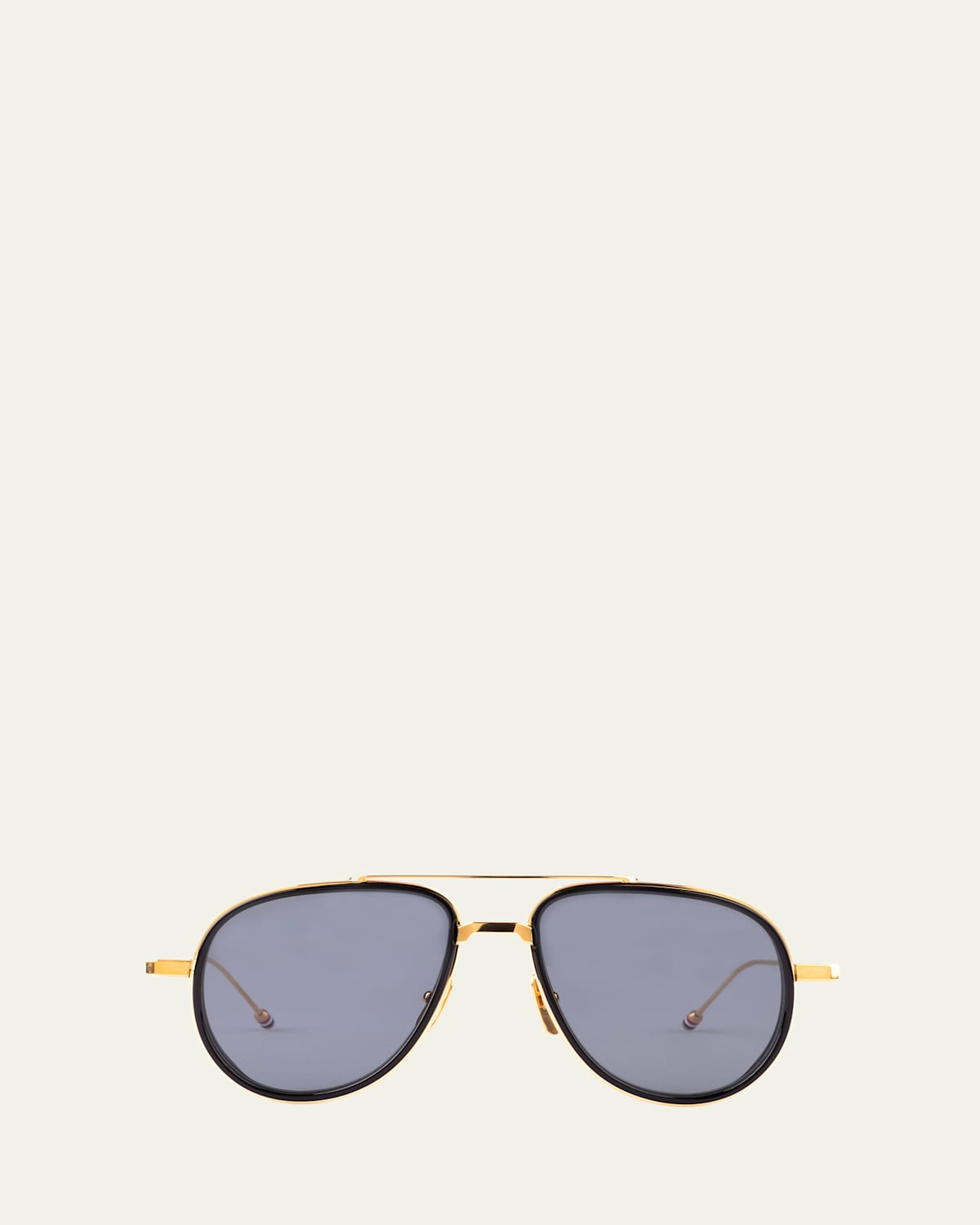 Thom Browne Men's Acetate And Titanium Aviator Sunglasses In Yellow Gold