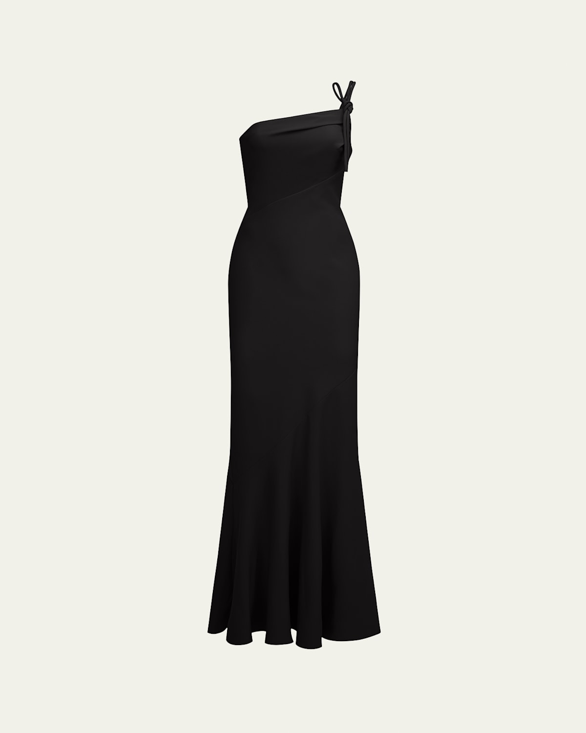HALSTON SYBIL ONE-SHOULDER CREPE COLUMN GOWN 