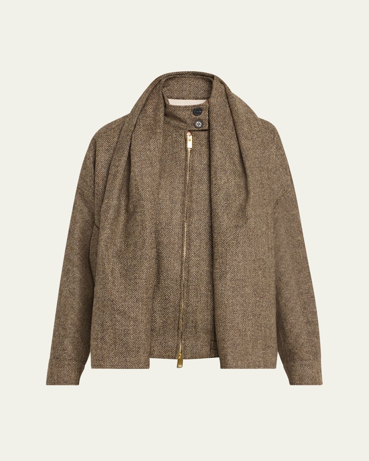 Lee Herringbone Bomber Jacket with Detachable Scarf