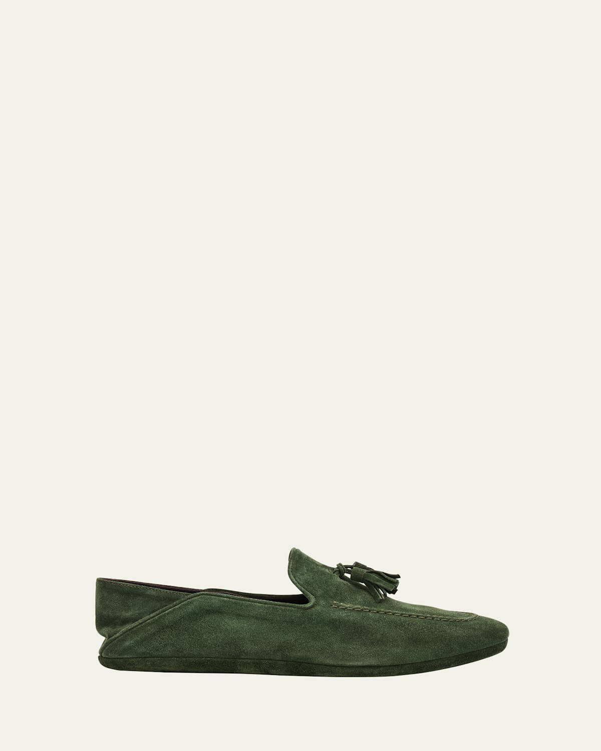 Bergdorf Goodman Men's Suede Tassel Home Slippers In Loden