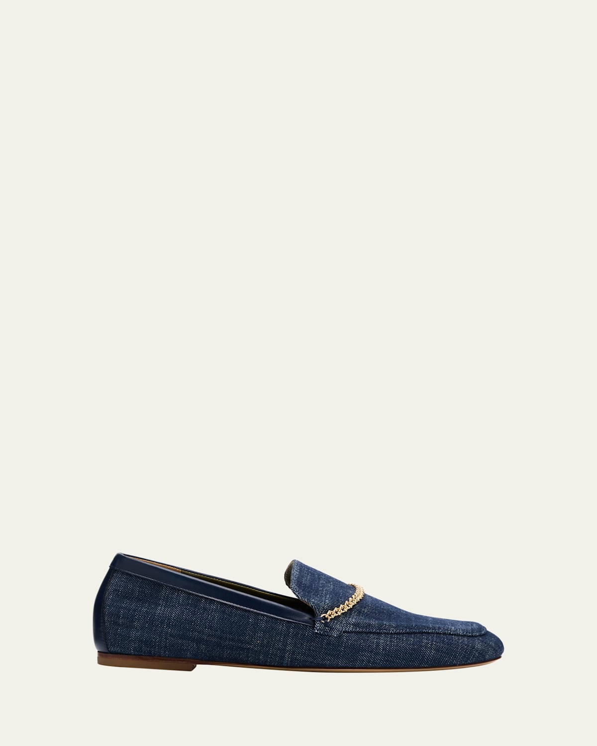 MARIA LUCA LIVIA DENIM CHAIN LOAFERS 