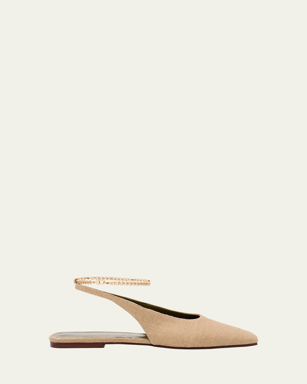MARIA LUCA AUGUSTA LINEN ANKLE-CHAIN BALLERINA FLATS 