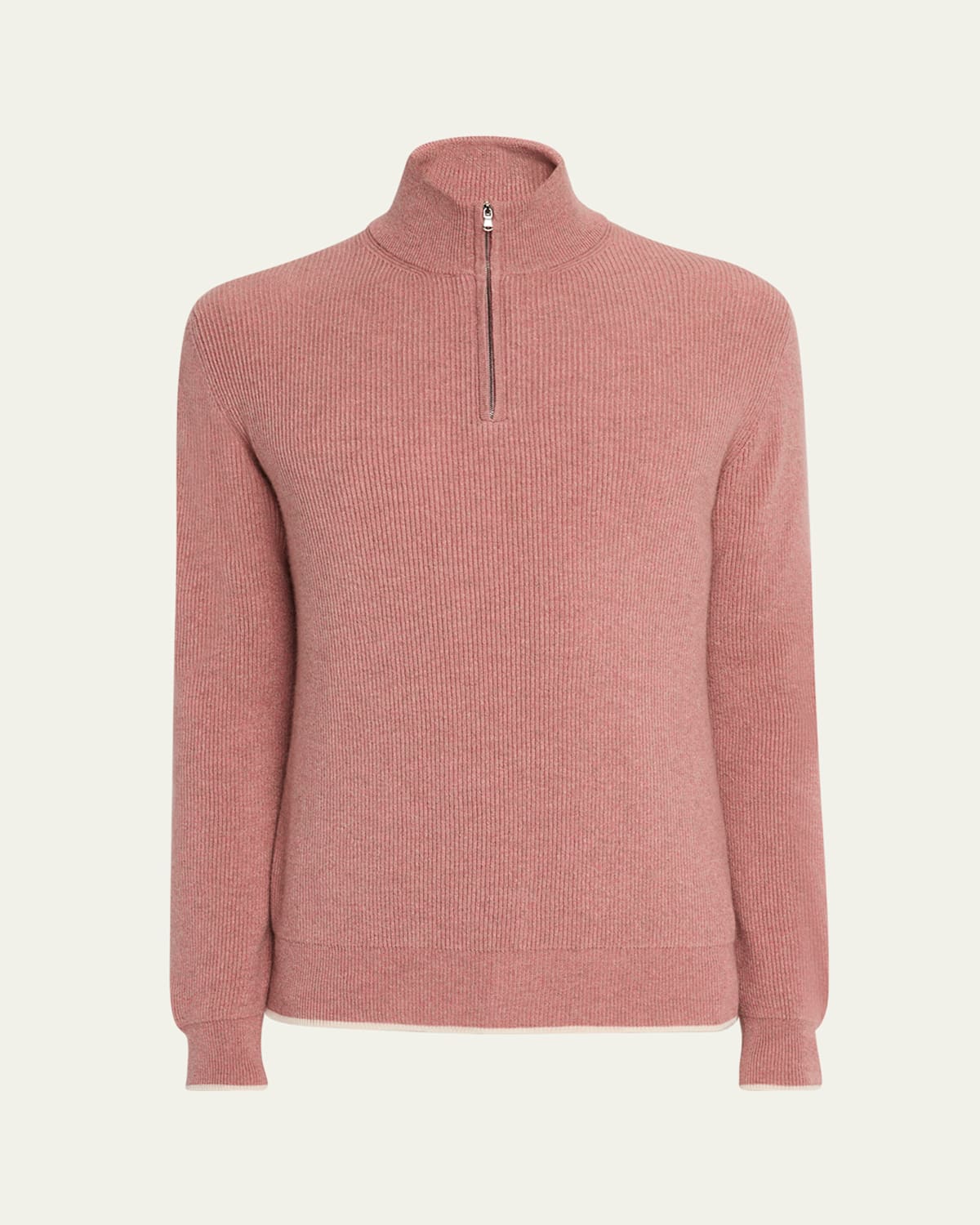 Men's Cashmere English Rib Half-Zip Sweater