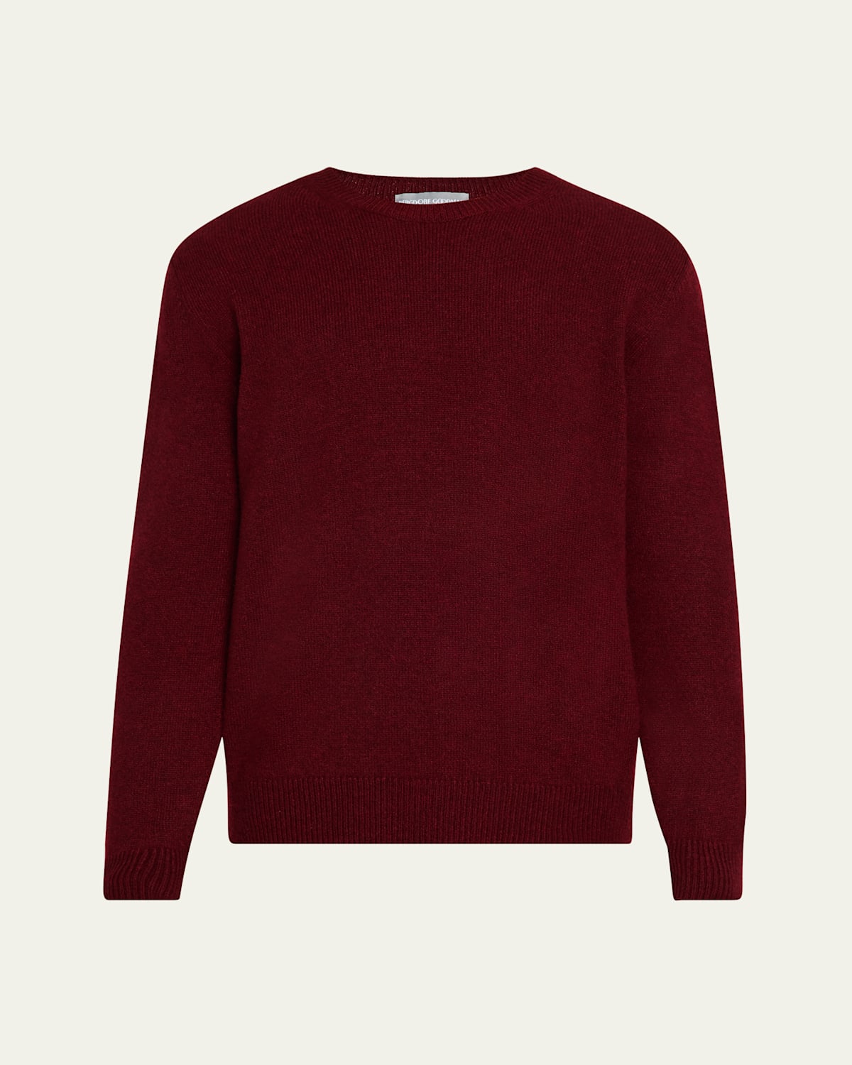 Shop Bergdorf Goodman Men's Jersey Stitch Cashmere Crewneck Sweater In Burgundy