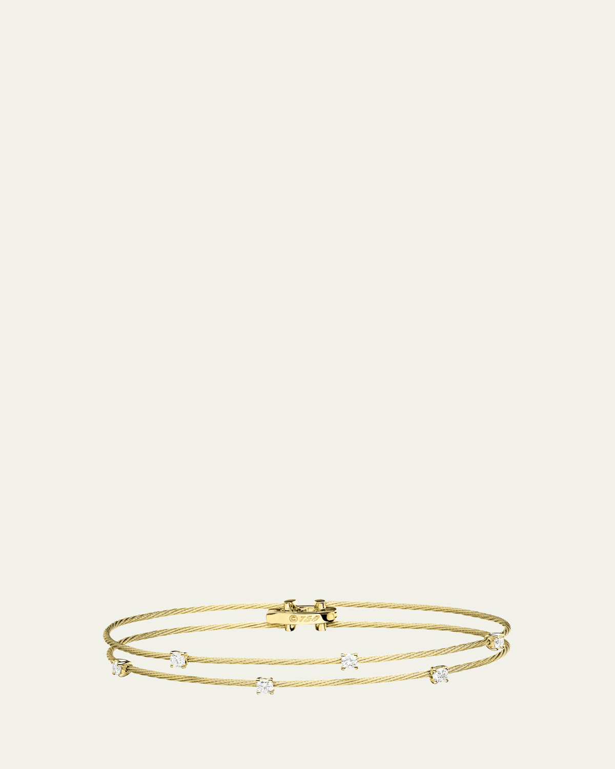 18K Yellow Gold Double Wire Bracelet with Diamonds