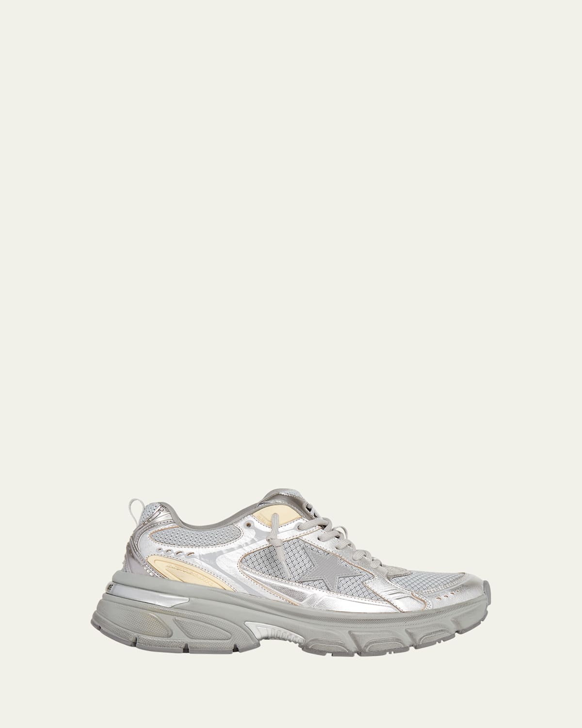 Golden Goose Starlight Chunky Rubber Sole Sneakers In Silver/gold
