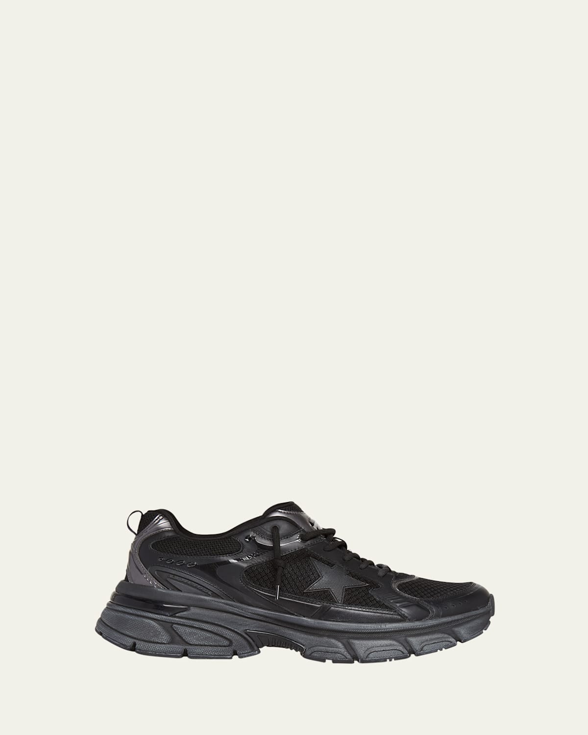 Golden Goose Mens Black Lightstar Leather And Mesh Low-top Trainers In Black