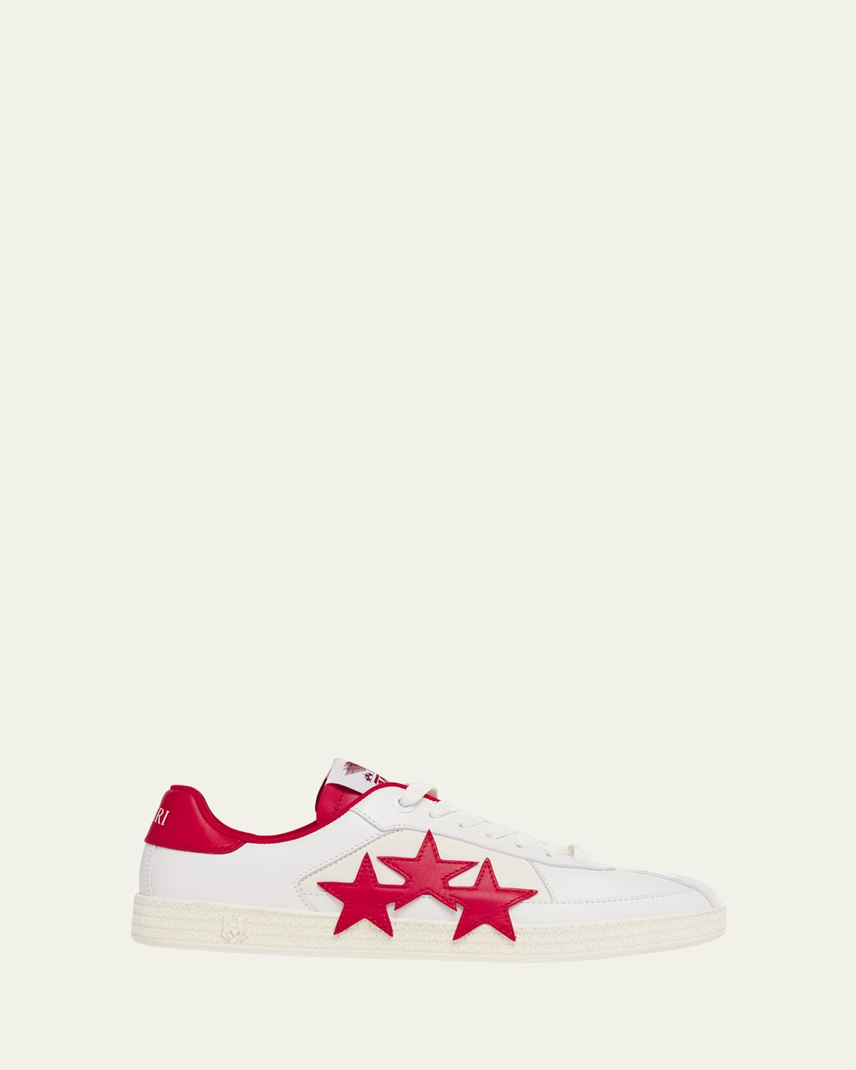 Shop Amiri Men's Pacific Leather Low-top Sneakers In White/red