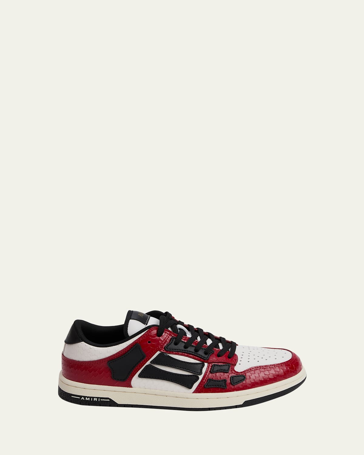 Shop Amiri Men's Cny Skel Leather Low-top Sneakers In Red/wht/blk