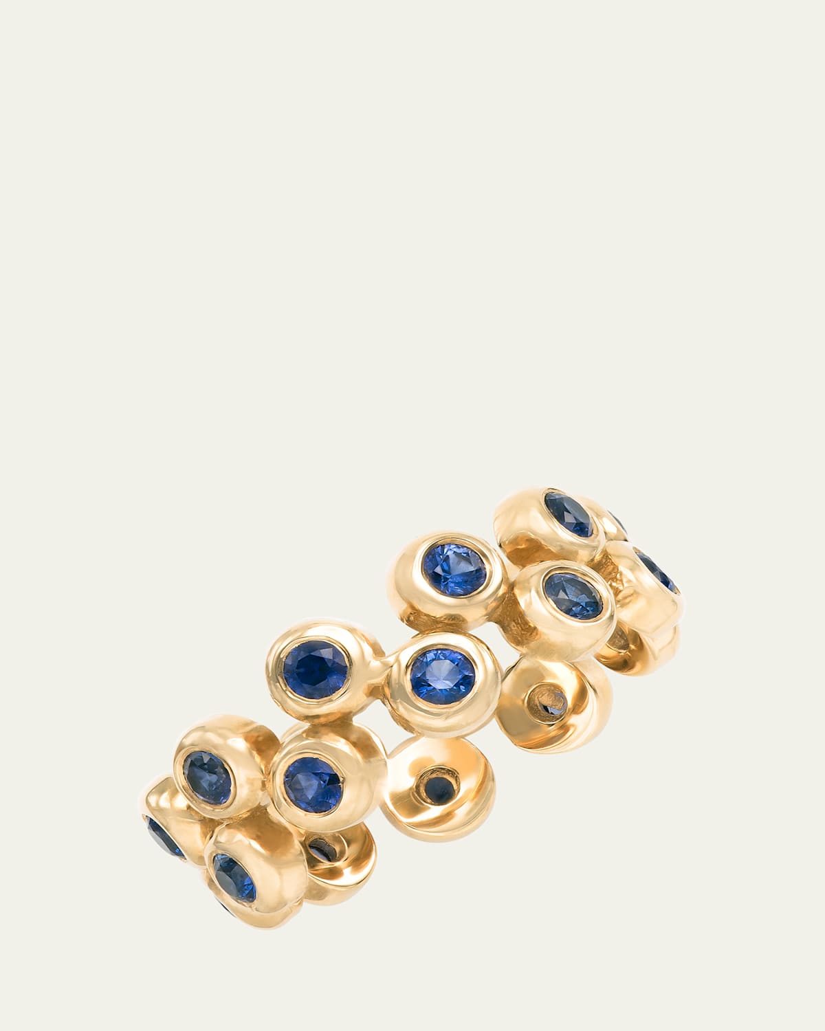 14K Yellow Gold Floating Ring Set with Blue Sapphires