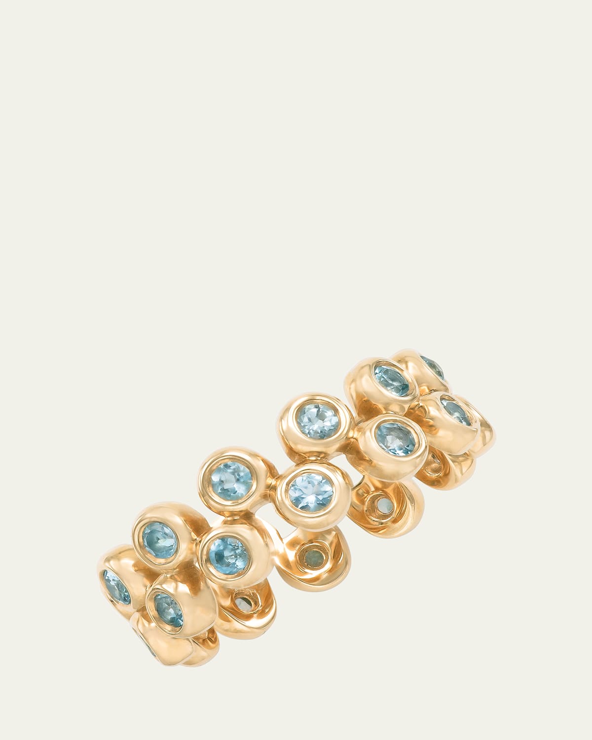 14K Yellow Gold Floating Ring Set with Blue Topaz